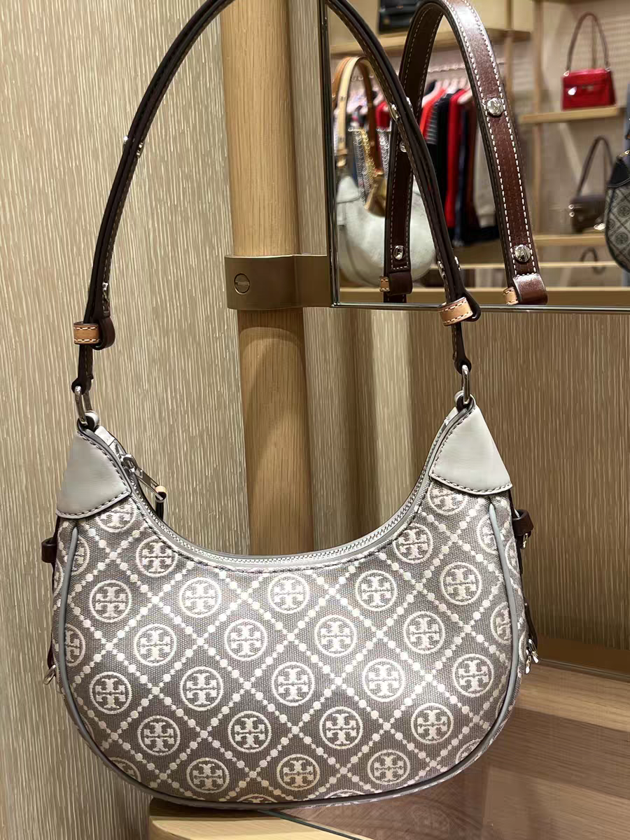 香港現貨-Tory Burch T Monogram Crescent Canvas Shoulder Bag