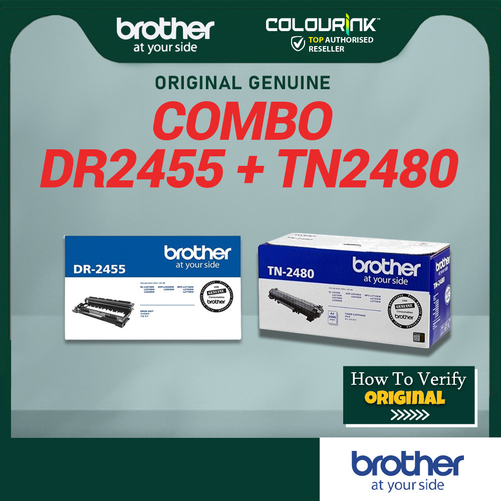 Brother Original Genuine DR2455 Drum + TN2480 Toner HL-L2370DN HL-L2385DW DCP-L2550DW MFC-L2715DW MFC-L2770DW TN2460