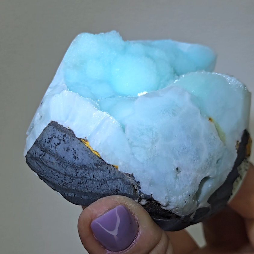 Blue aragonite with botryoidal bubble formations - AR55