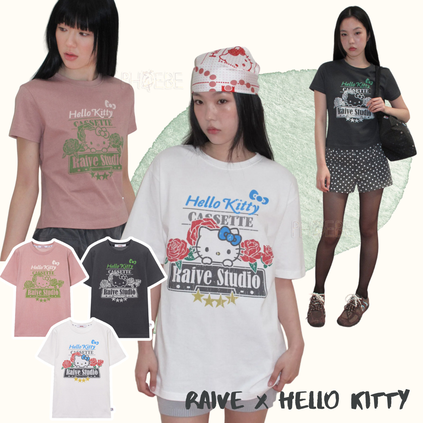 [RAIVE x Sanrio] HELLO KITTY Rose Graphic T-shirts (3色)