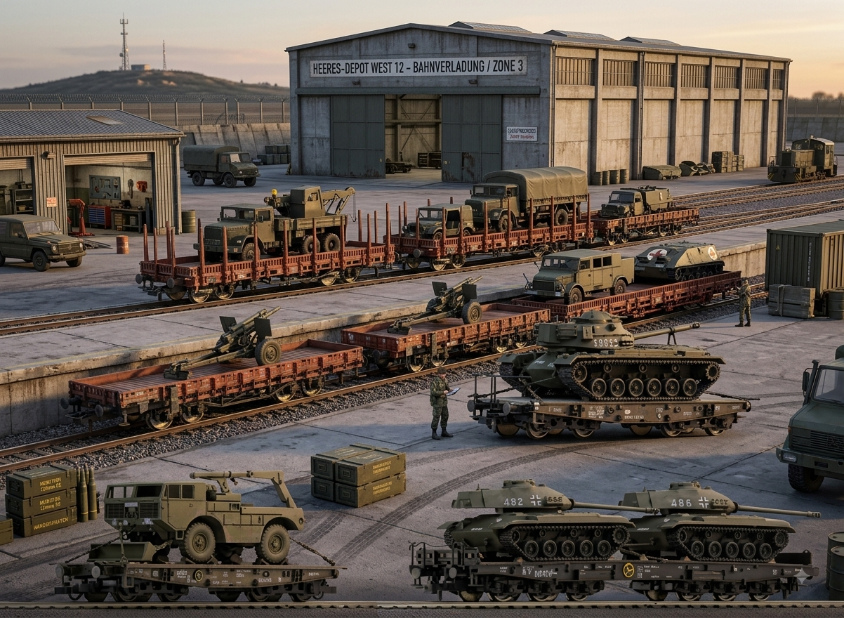 一觸即發：軍事裝載行動 (Aktion: Militärverlad)，展現西德聯邦國防軍 (Bundeswehr) 的運輸列車 HO 1：87