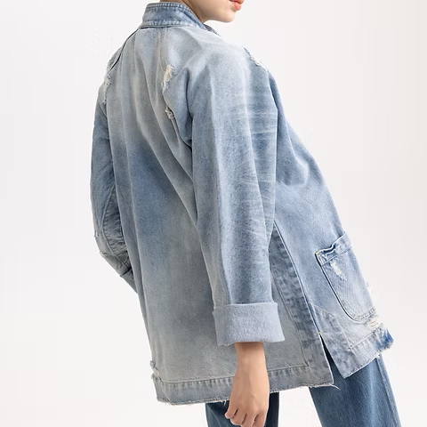 淺藍仿古牛仔唐裝外套