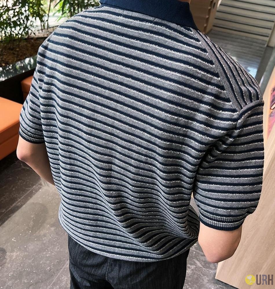 【100%保證韓國直送】Stoll Boucle 復古毛圈紋理條紋針織 Polo 衫 👕 [2 color] RG115868