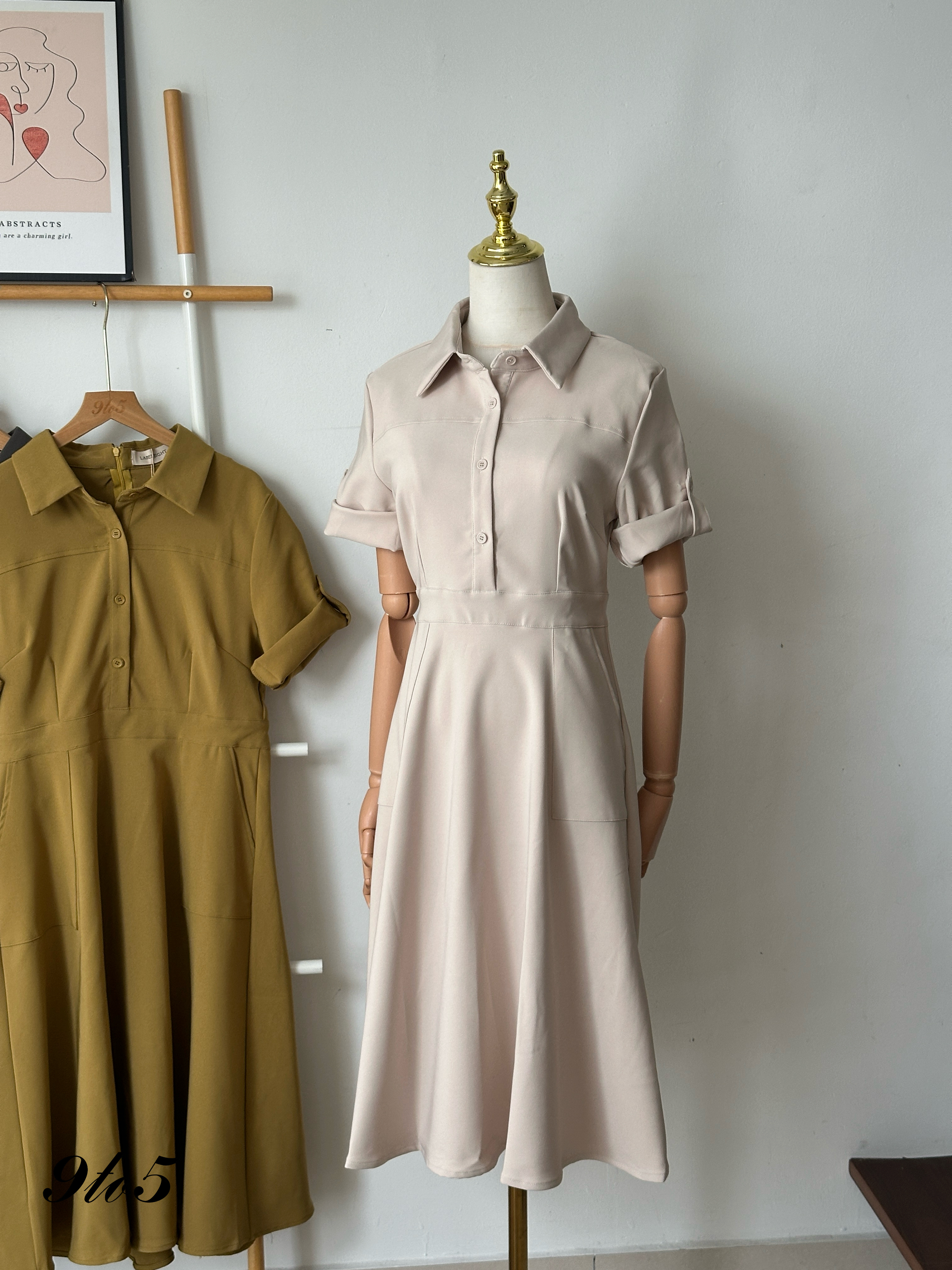 D2333 Short Sleeve Dress with Collar - 3 Colors