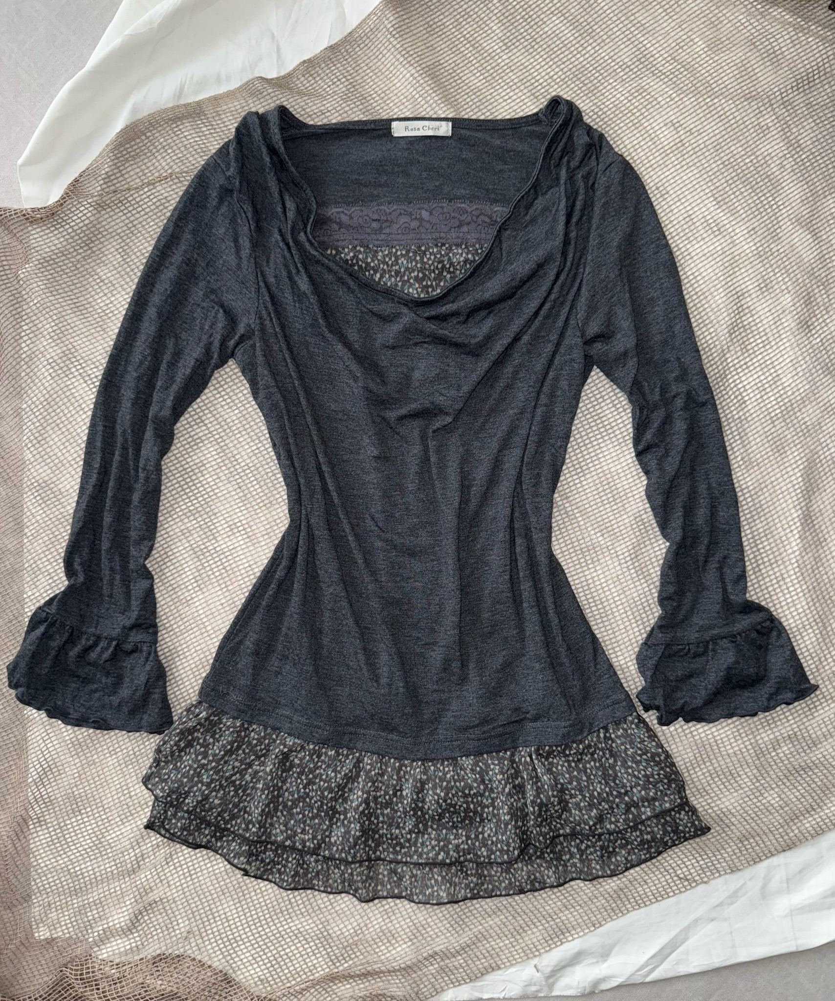 Cowl Neck Floral Patchwork Tunic