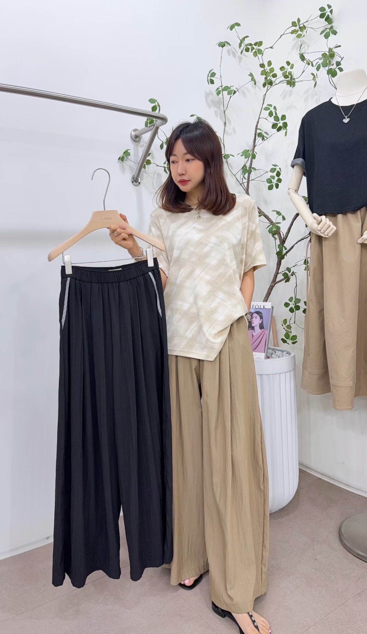 CH6 垂感皺皺直腳褲