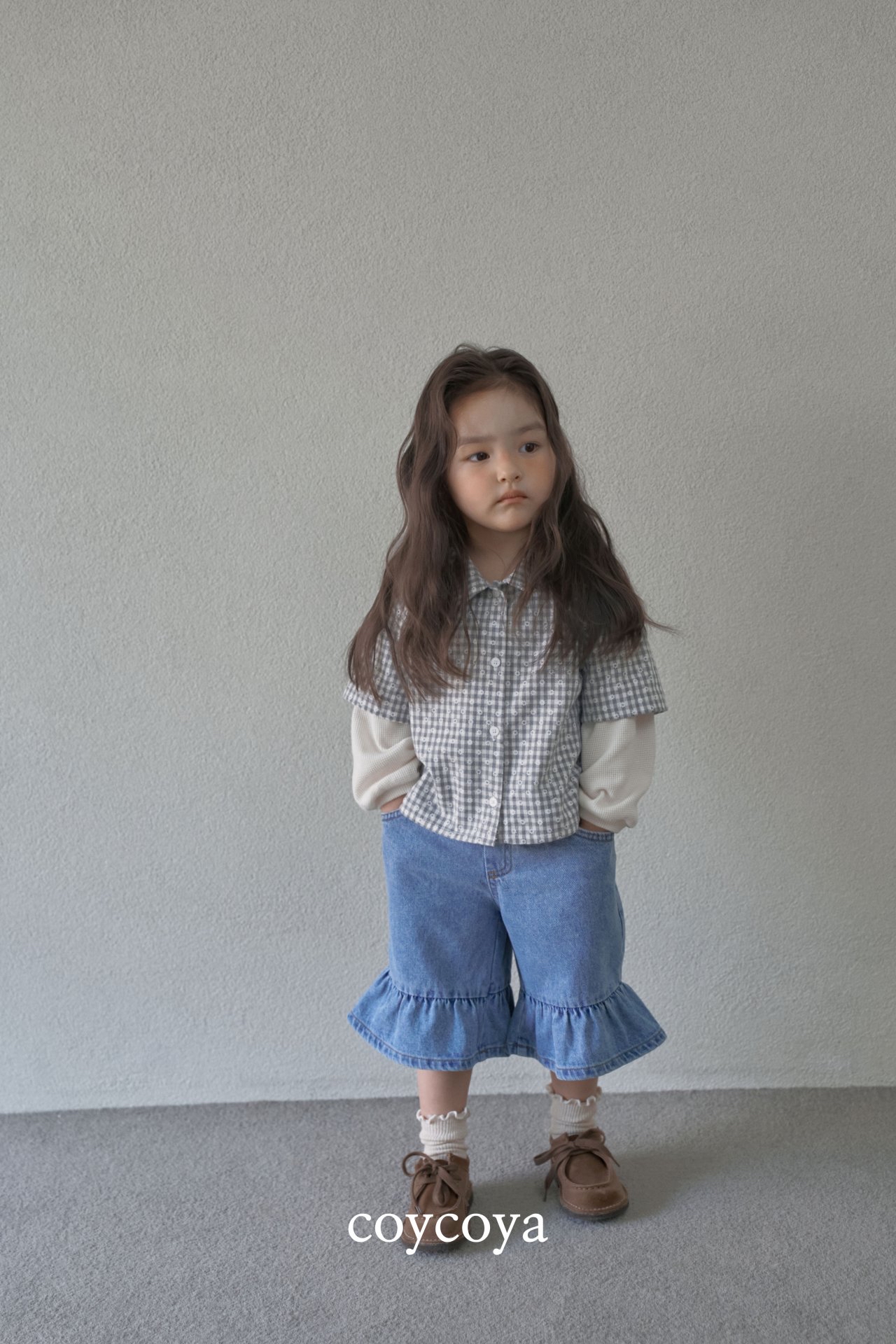 🌸預訂 韓國直送🌸🇰🇷COYCOYA兩色荷葉邊寬鬆牛仔褲