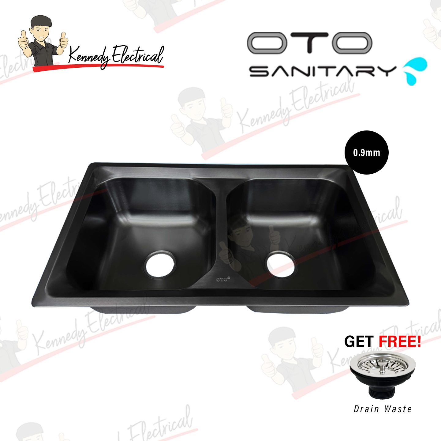 Otosani Stainless Steel Nano Black Double Bowl Kitchen Sink (8550-Nb#) OTOSS8550NB