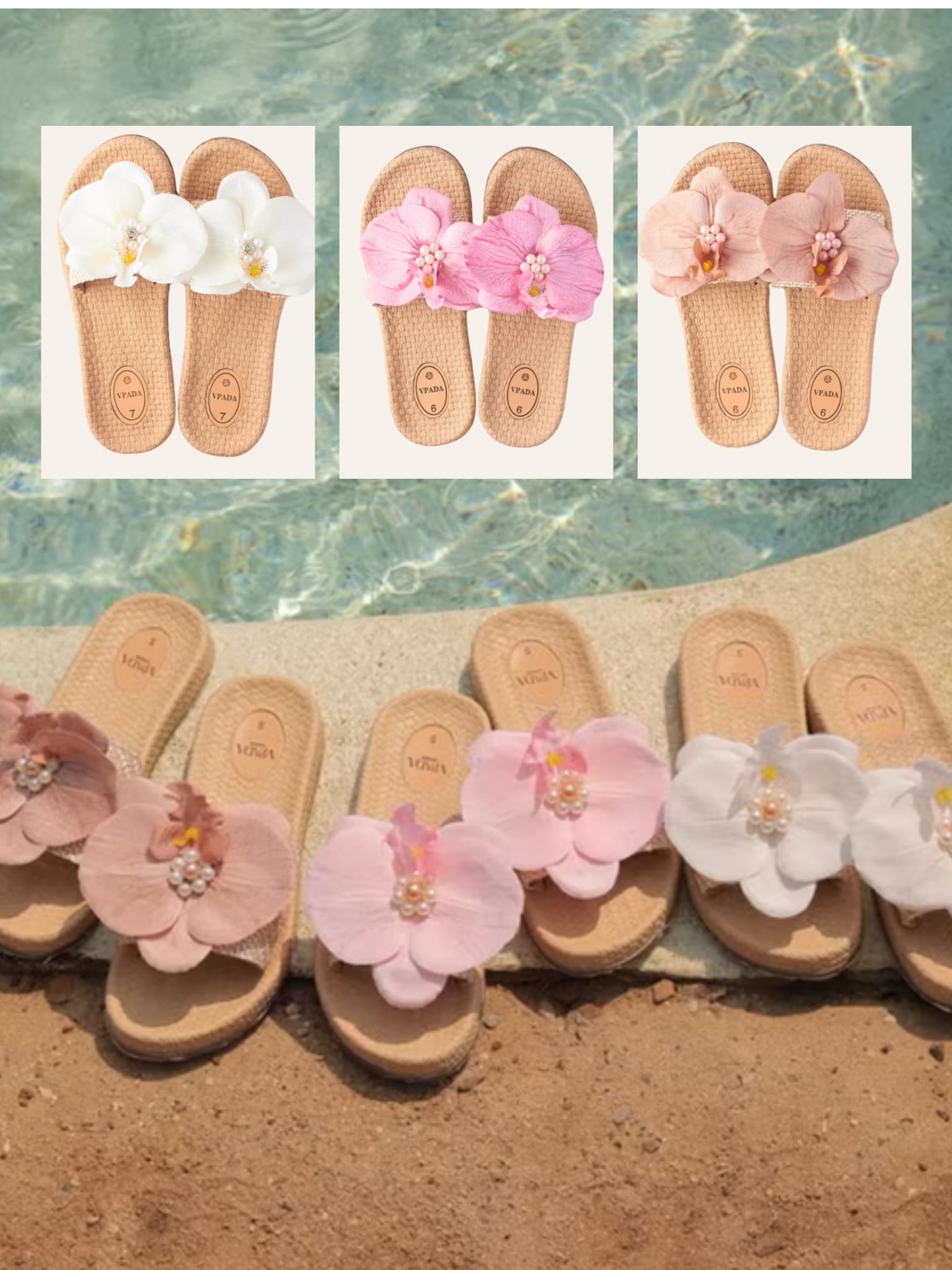 🇹🇭Vpada Sandals VP-F146 Gardinia 花朵沙灘平底拖鞋｜度假必備🌺👡✨
