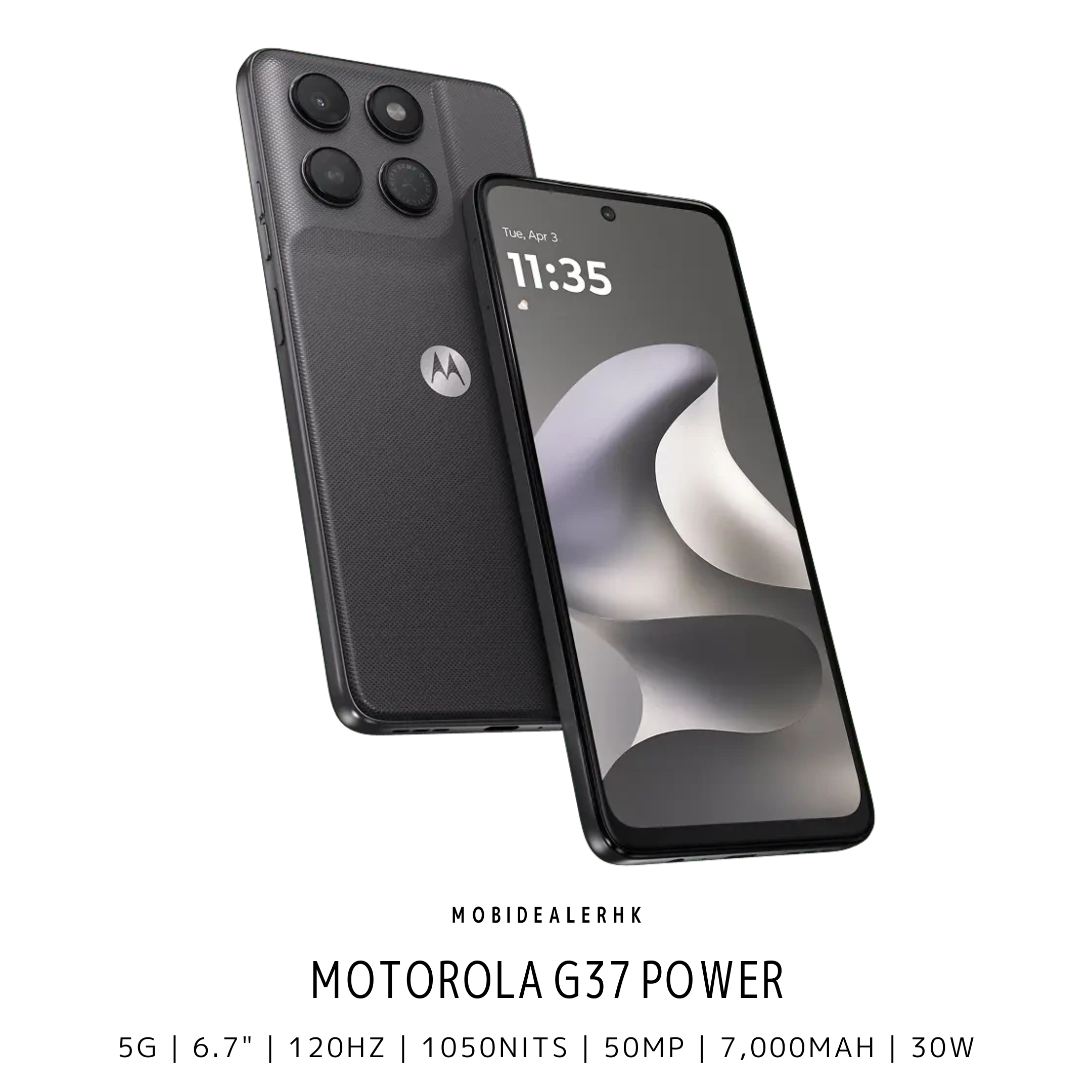 Motorola G37 Power | 5G | 智能手機 | 7000mAh 超大電量續航 | 5000 萬像素 AI 相機 | 120Hz 超亮大螢幕 | 30W 快充
