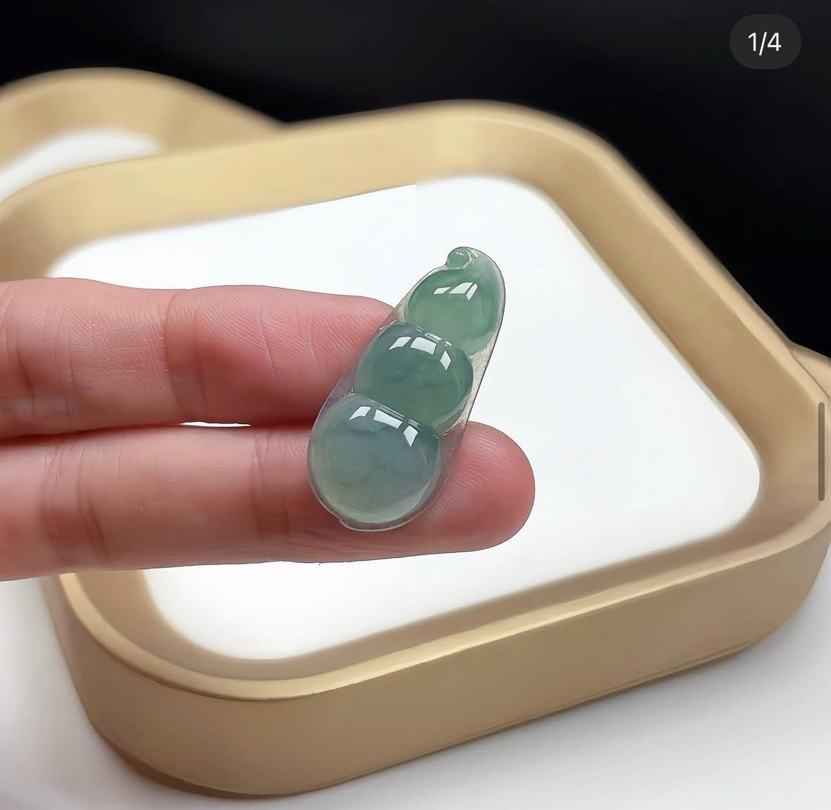 冰飄綠花翡翠福豆
