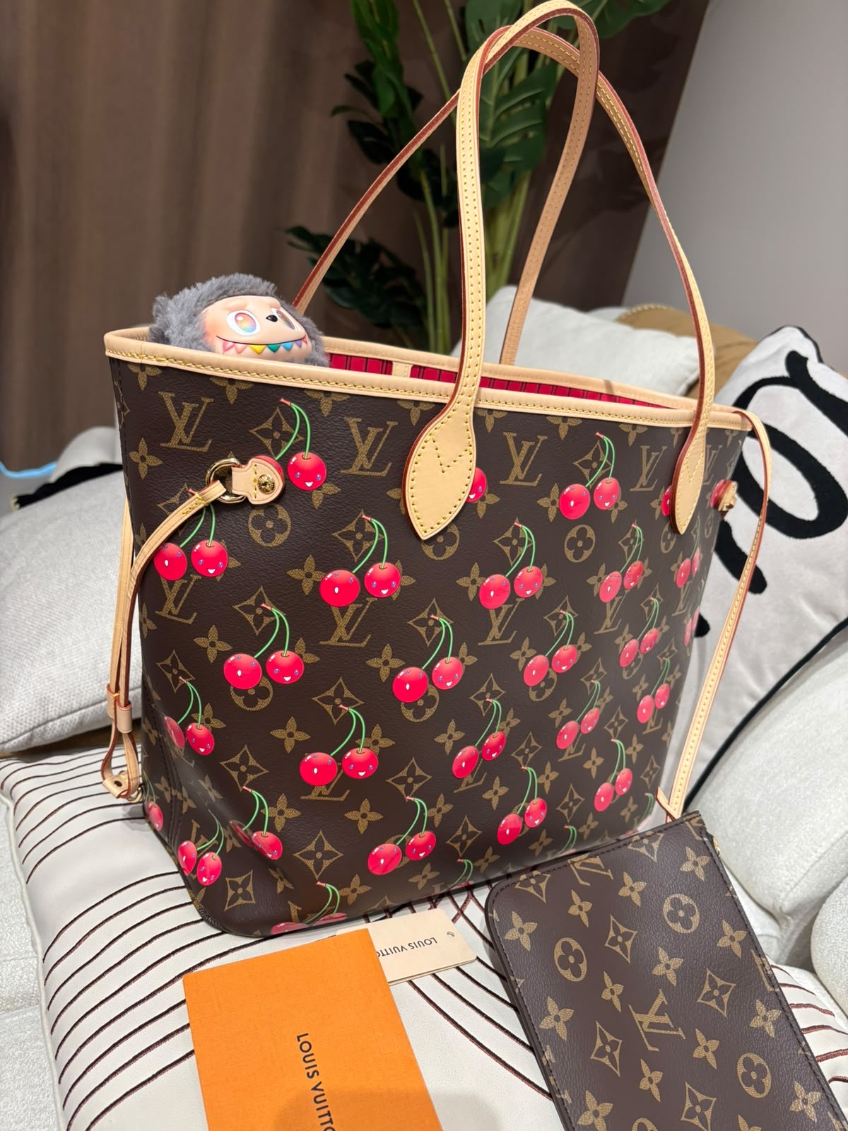 未使用品 Lv neverfull mm x TM M13263 cherry  Takashi Murakami Brown Monogram Cherises Neverfull MM 2025 100%Authentic, Unused未使用品 ✅收據✅Pouch✅Dust bag 
