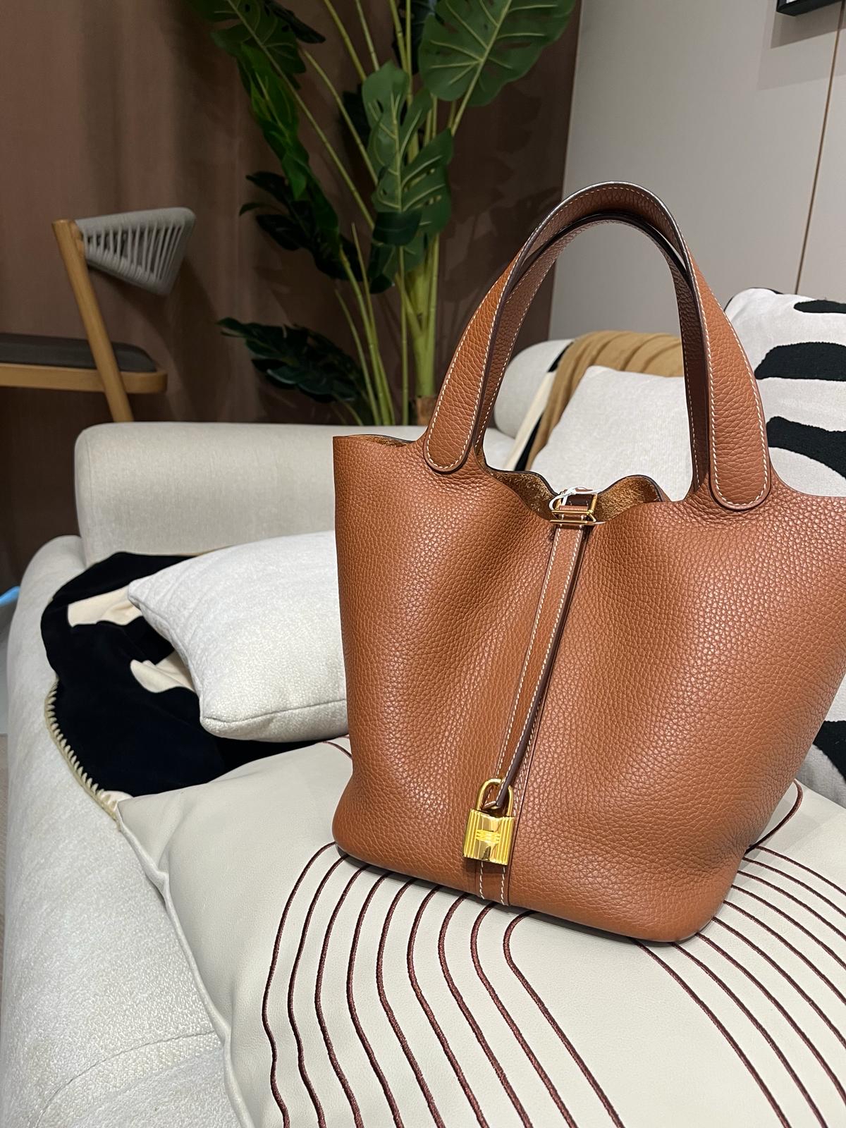 Hermes Picotin 22 Stamp D Gold/Gold 100%Authentic, 98%New ✅Key Lock✅Dust bag