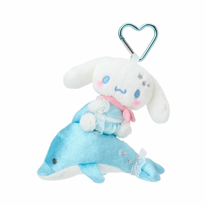 現貨｜Sanrio Cinnamoroll 玉桂狗 閃亮海豚系列 日版 吊飾 毛公仔 連心形扣 (13328-1)