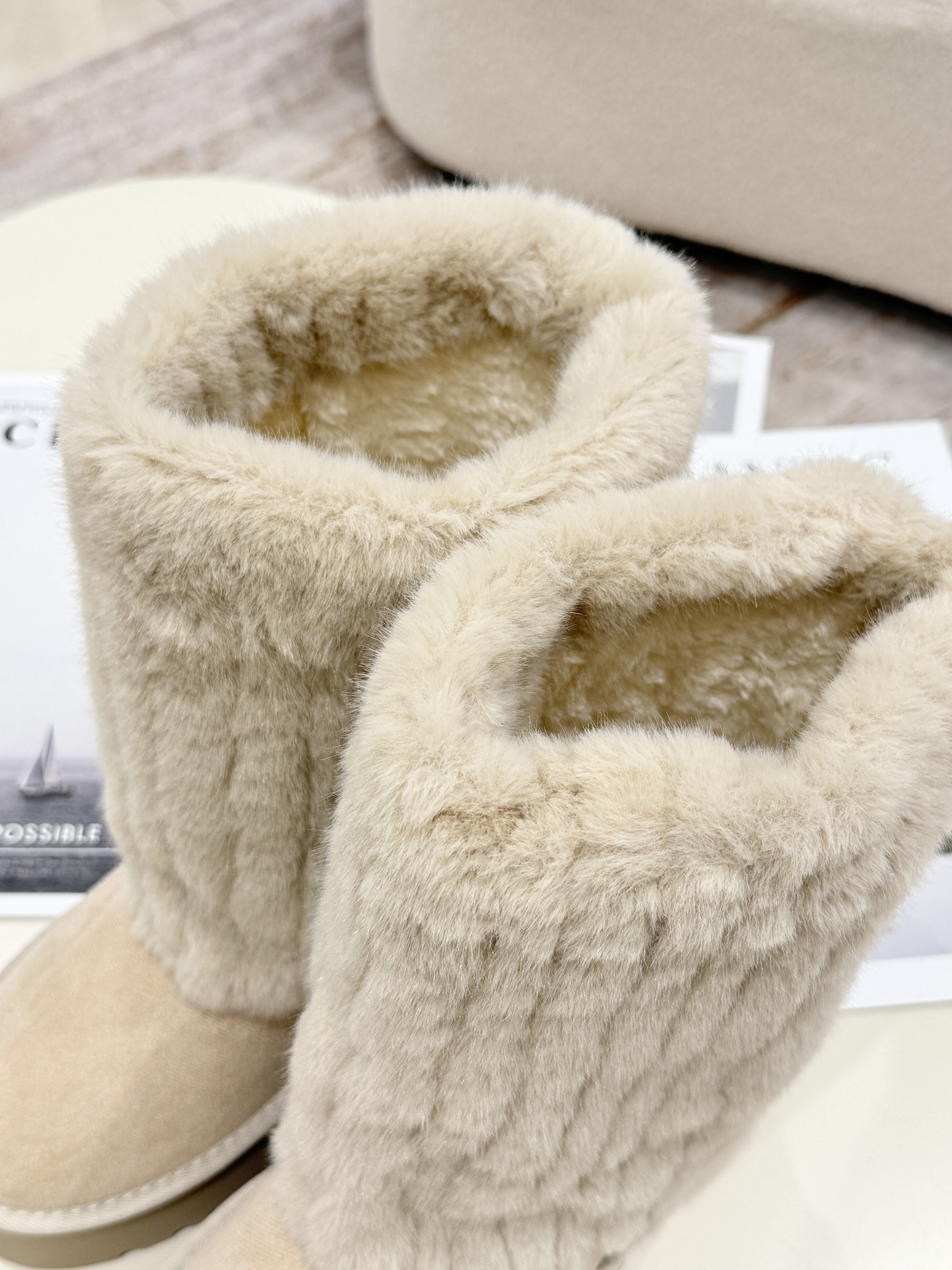 TA66 雪地毛毛袜套靴