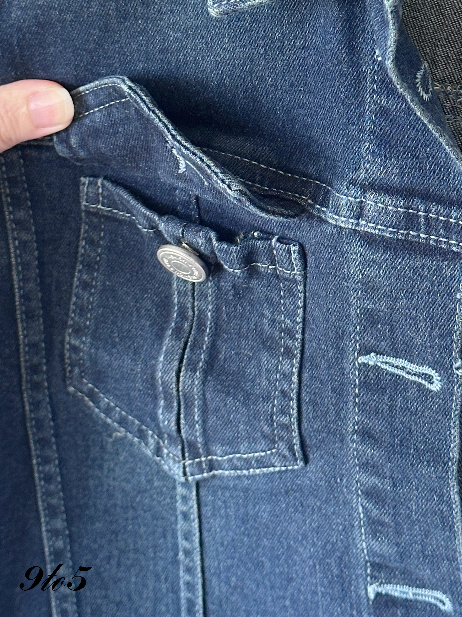 T4182 Vintage Denim Jacket - Dark Blue & Light Blue
