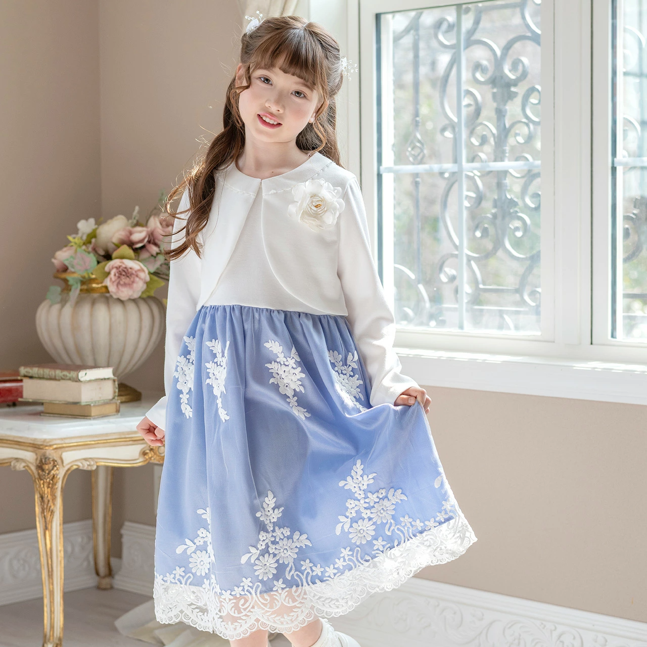 🆕【⭐訂購⭐】 🇯🇵日本直送🌀扇貝蕾絲背心連衣裙+針織外套 華麗套裝［4款選］🌀[ELBA-0075][260213]