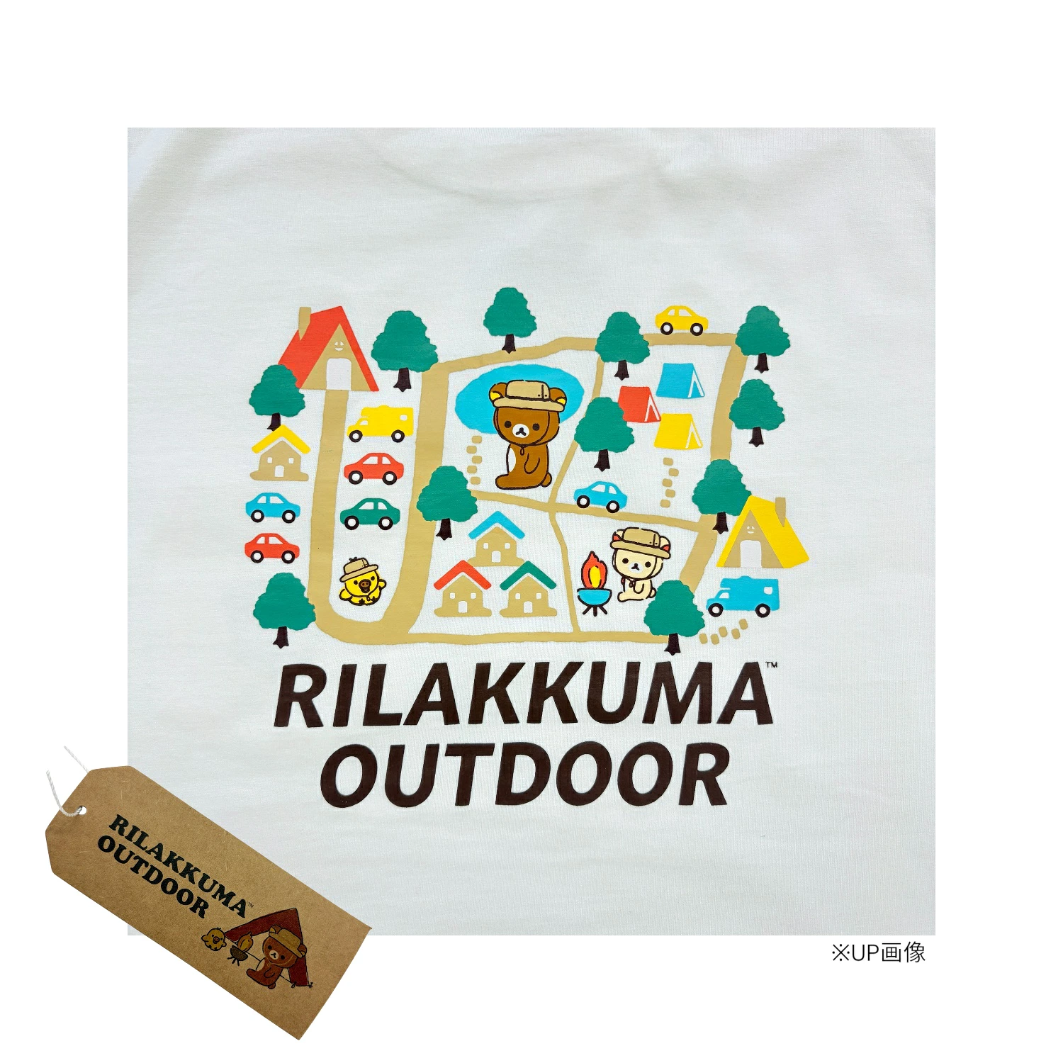 日本版 Rilakkuma Outdoor 戶外系列 刺繡口袋 Oversize 背面印花短袖T恤（男女適用）