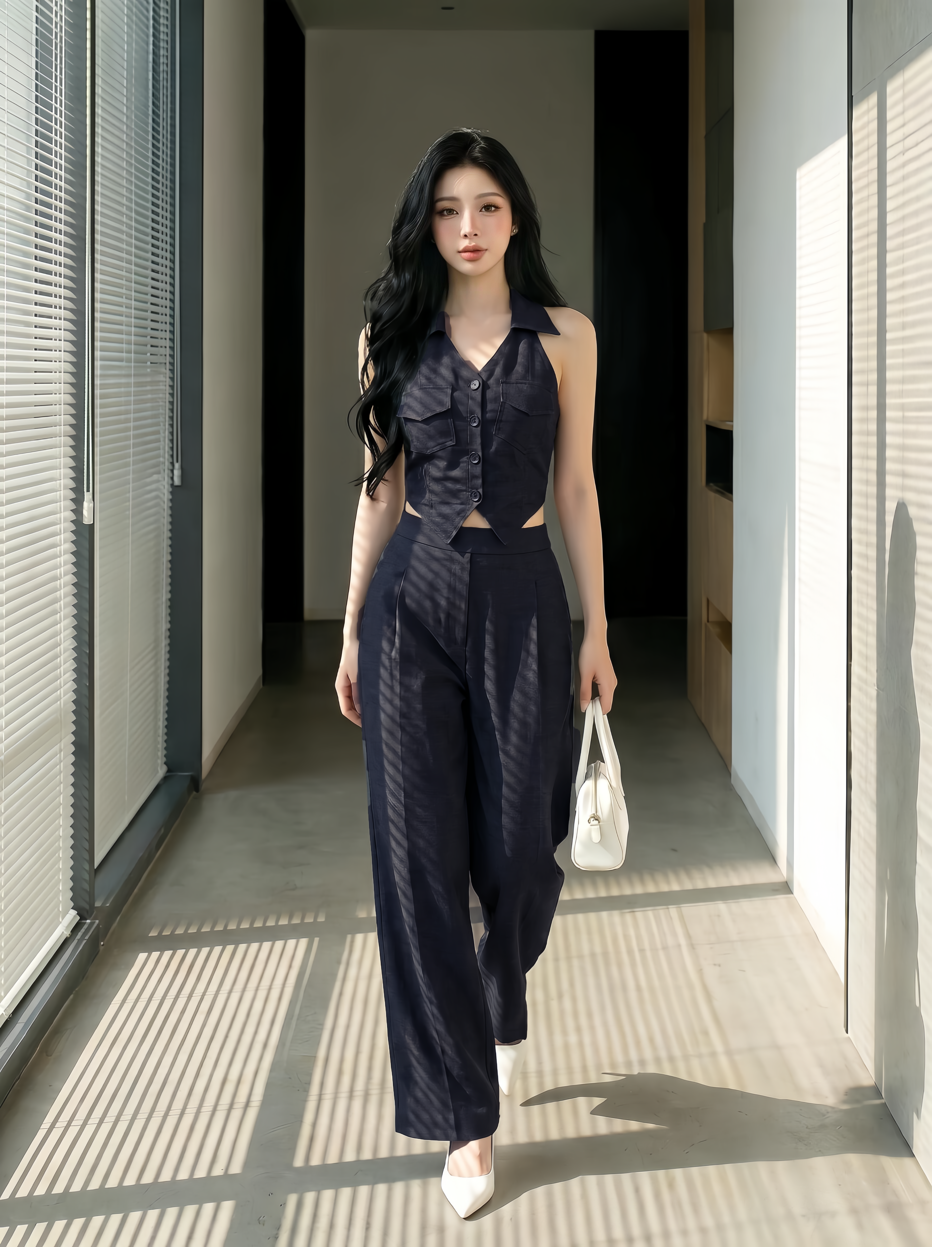 Elegant Sleeveless Vest Two‑Piece Set M217