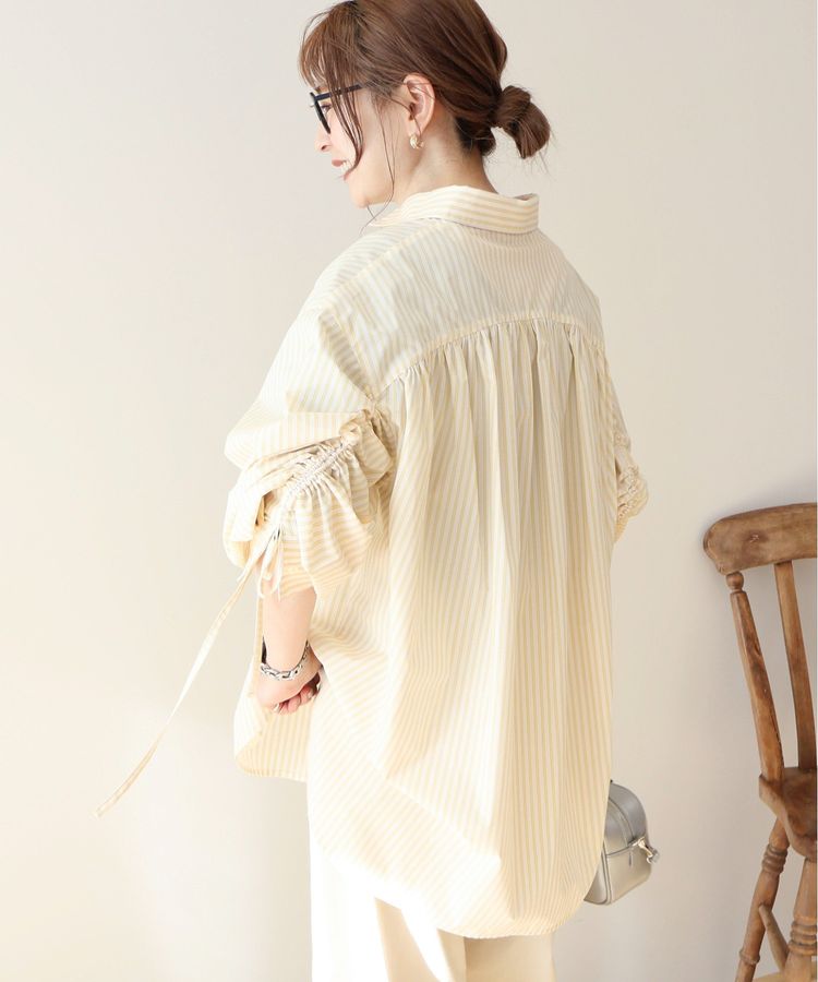 日本春裝預購 緞帶條紋襯衫