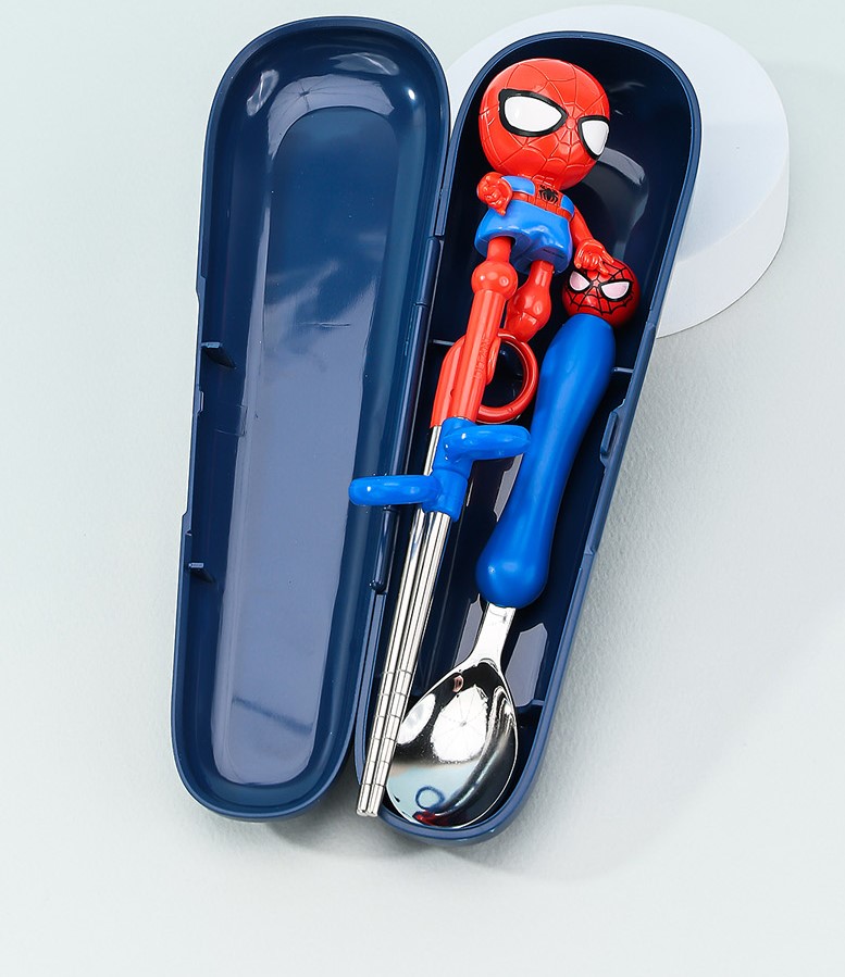   【預訂】 韓國直送 Marvel Spiderman 學習筷子餐具連收納盒三件套