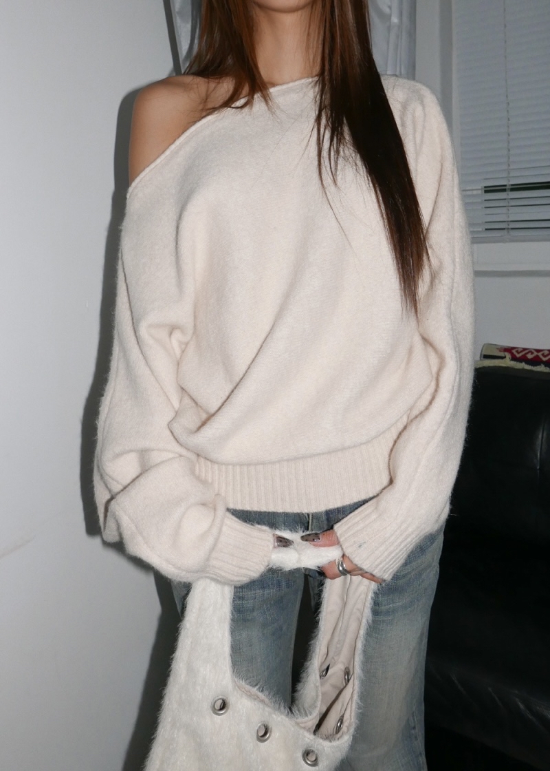 Asymmetric Off-Shoulder Knit