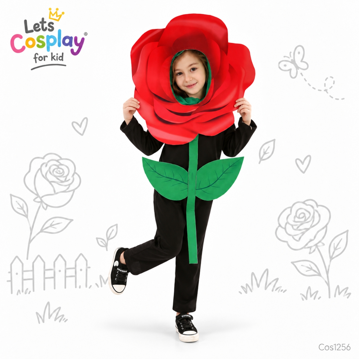兒童玫瑰花服裝 Rose Flower Costume｜學校植物角色扮演表演服｜cos1256