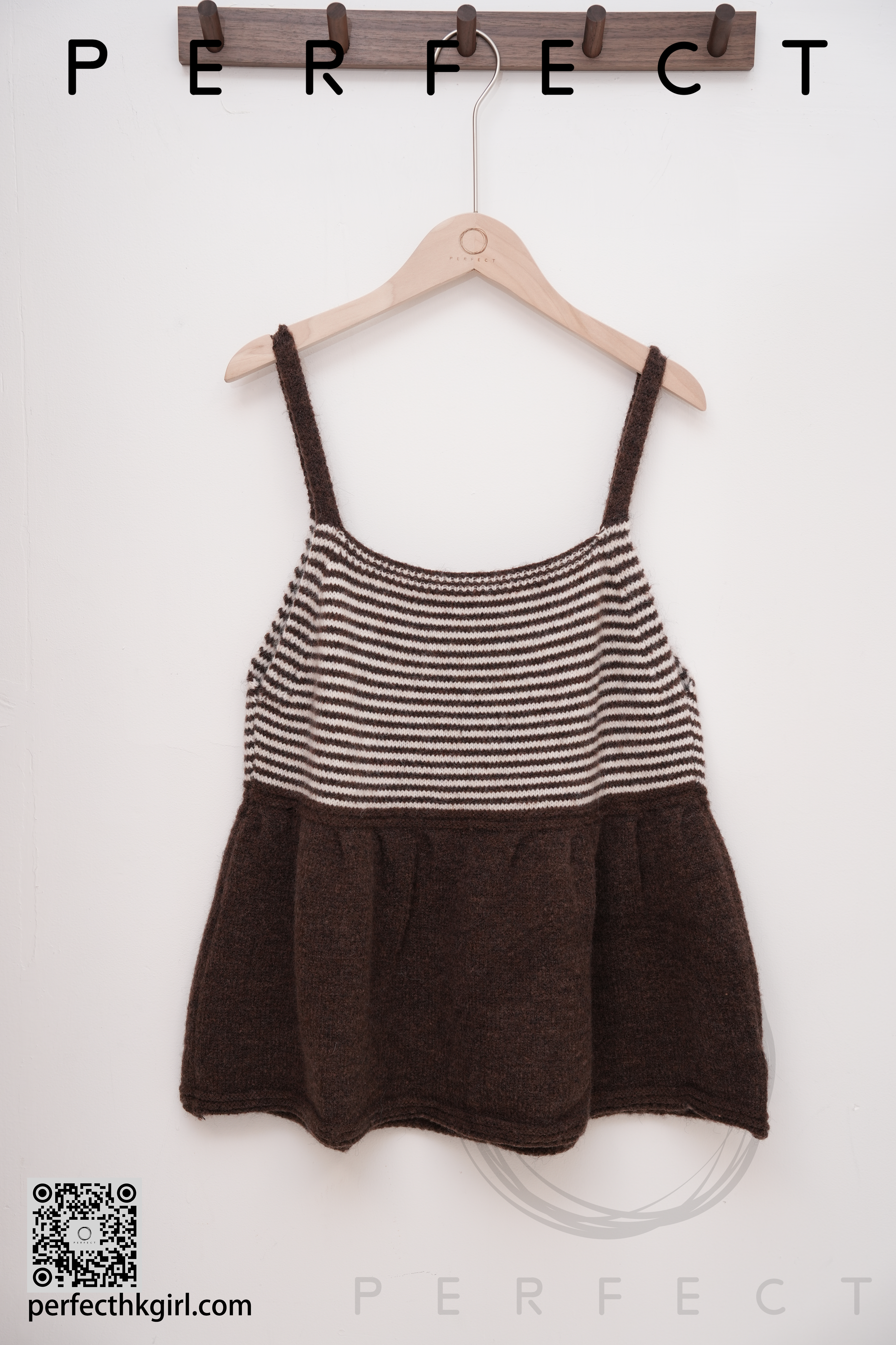 T0041_針織吊帶文青間條背心外搭（大地啡色）