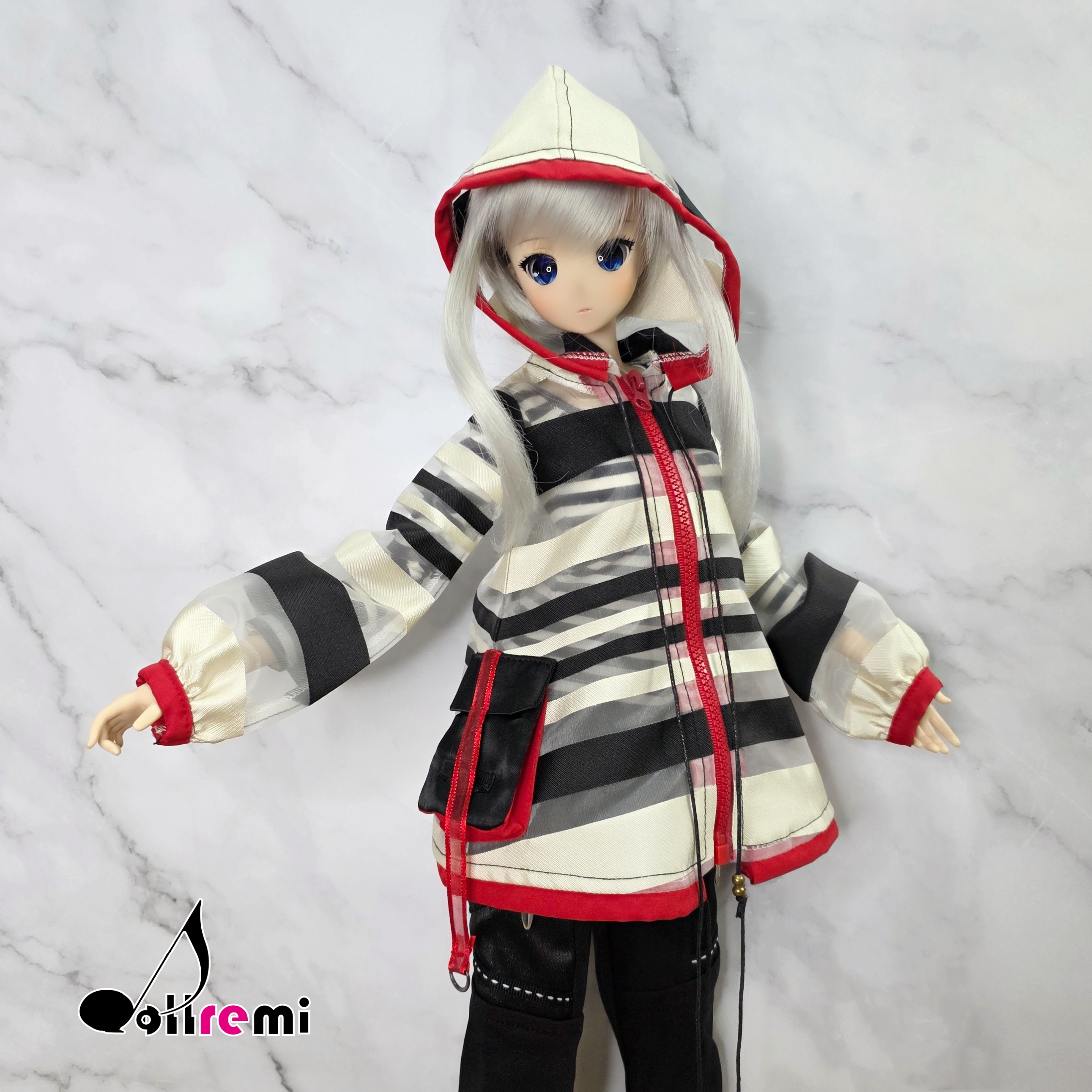 【dollremi】(DD0640)透明黑白間條外套 Sheer black and white striped jacket