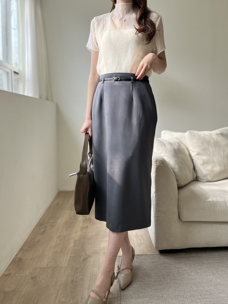 Atelier Belted Skirt (Charcoal)