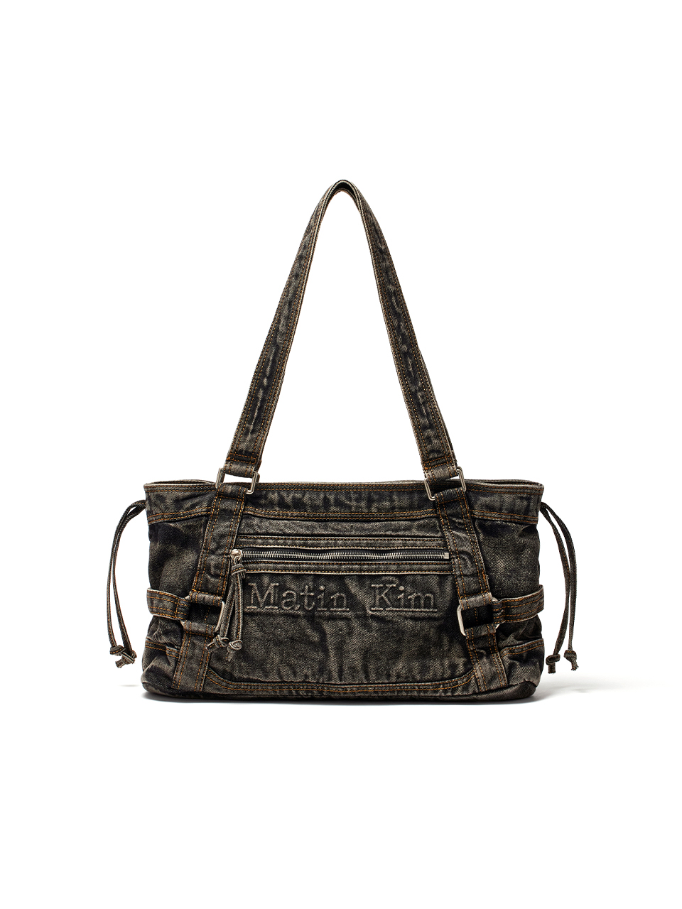 MATIN WASHED DENIM SQUARE BAG IN BLACK