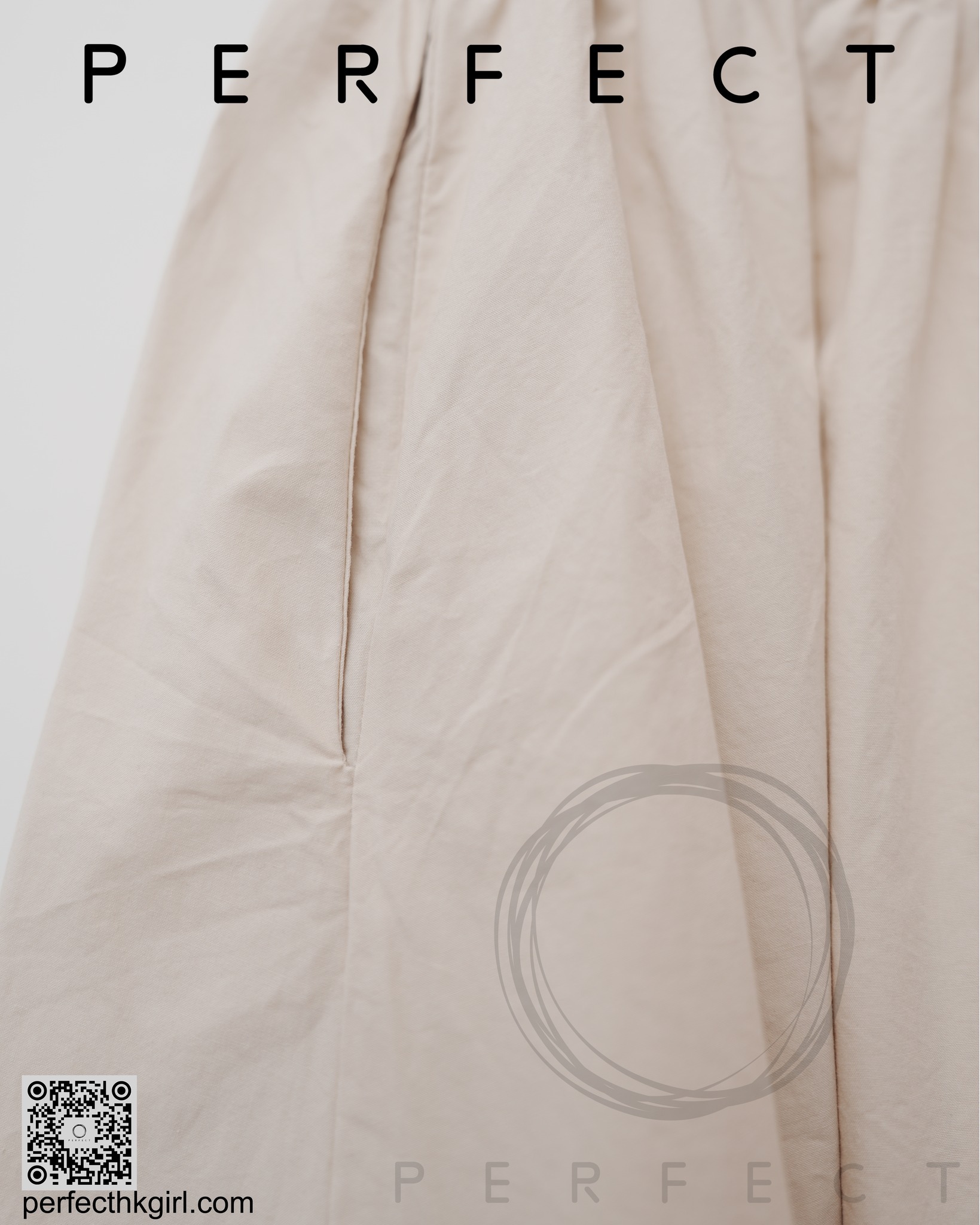 S0019_隨性腰位綁繩半身裙（百搭米白色）