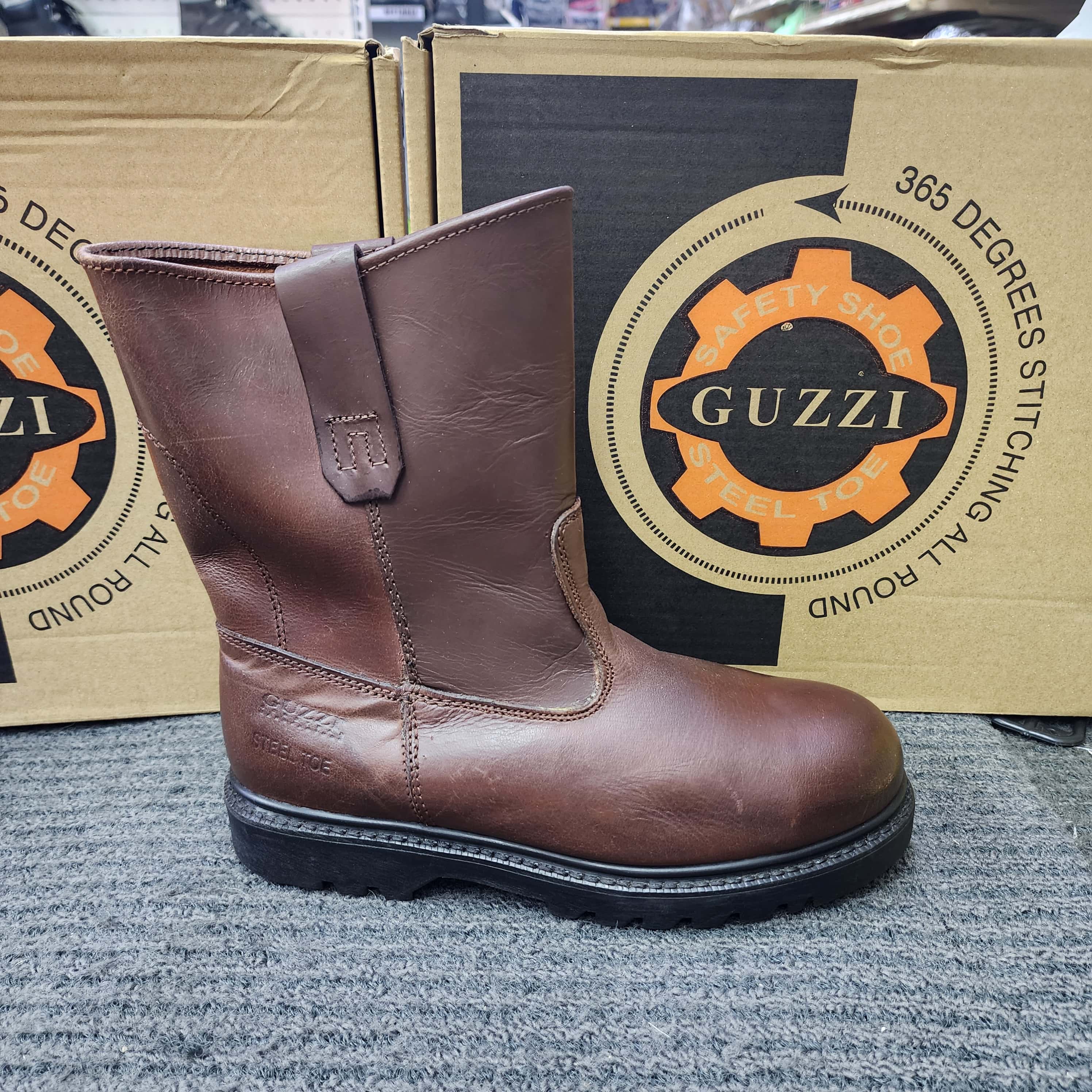 Guzzi 302 High Cut Pull On safety boots SIRIM APPROVED Leather Shoes Leather Rubber Men Steel Toe