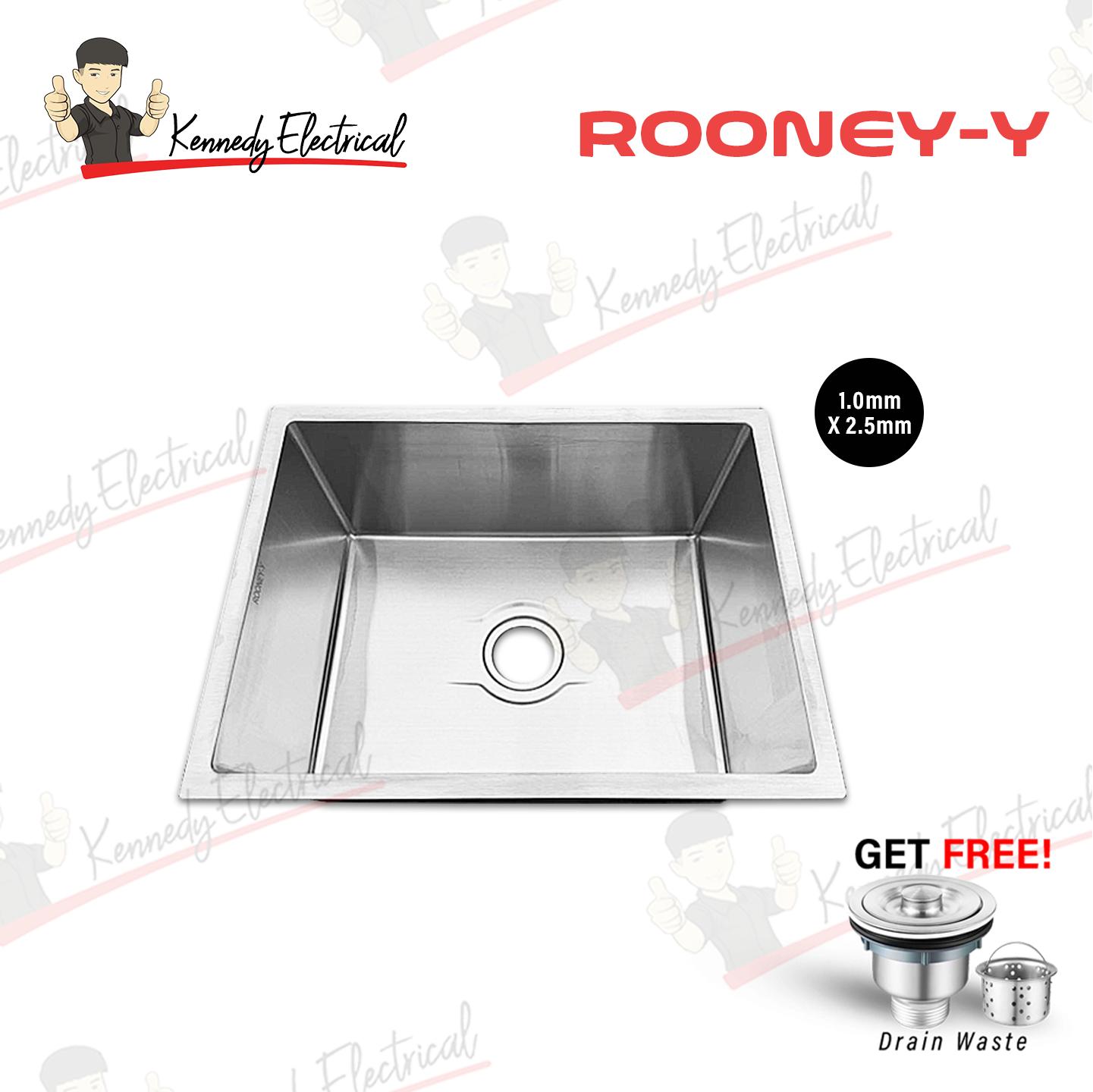 Rooney-Y Stainless Steel Single Bowl Kitchen Sink (6046Sne#) W69-6046