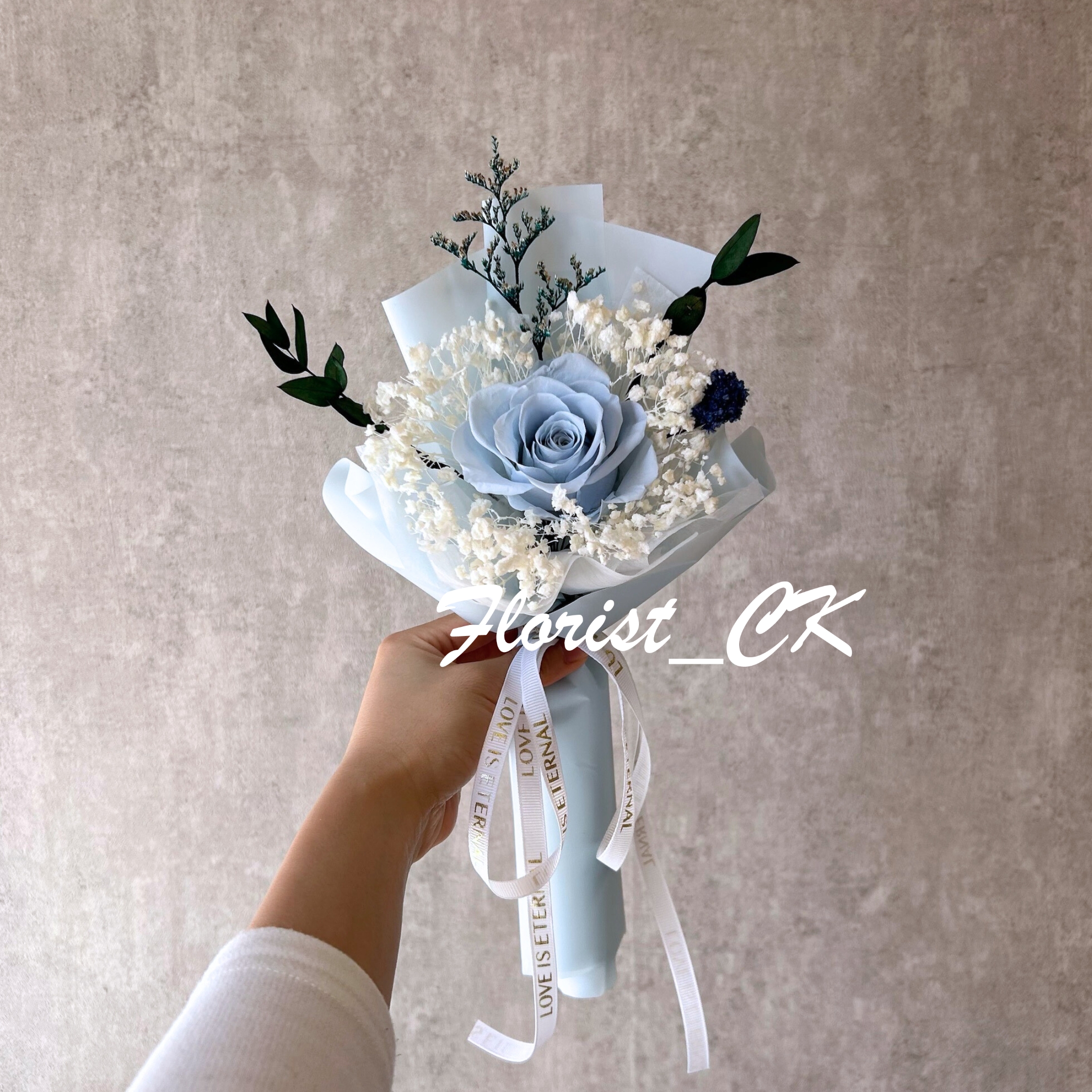 【迷你花束】Classic Mini Blue｜永生玫瑰花束 (1 朵；預訂款)