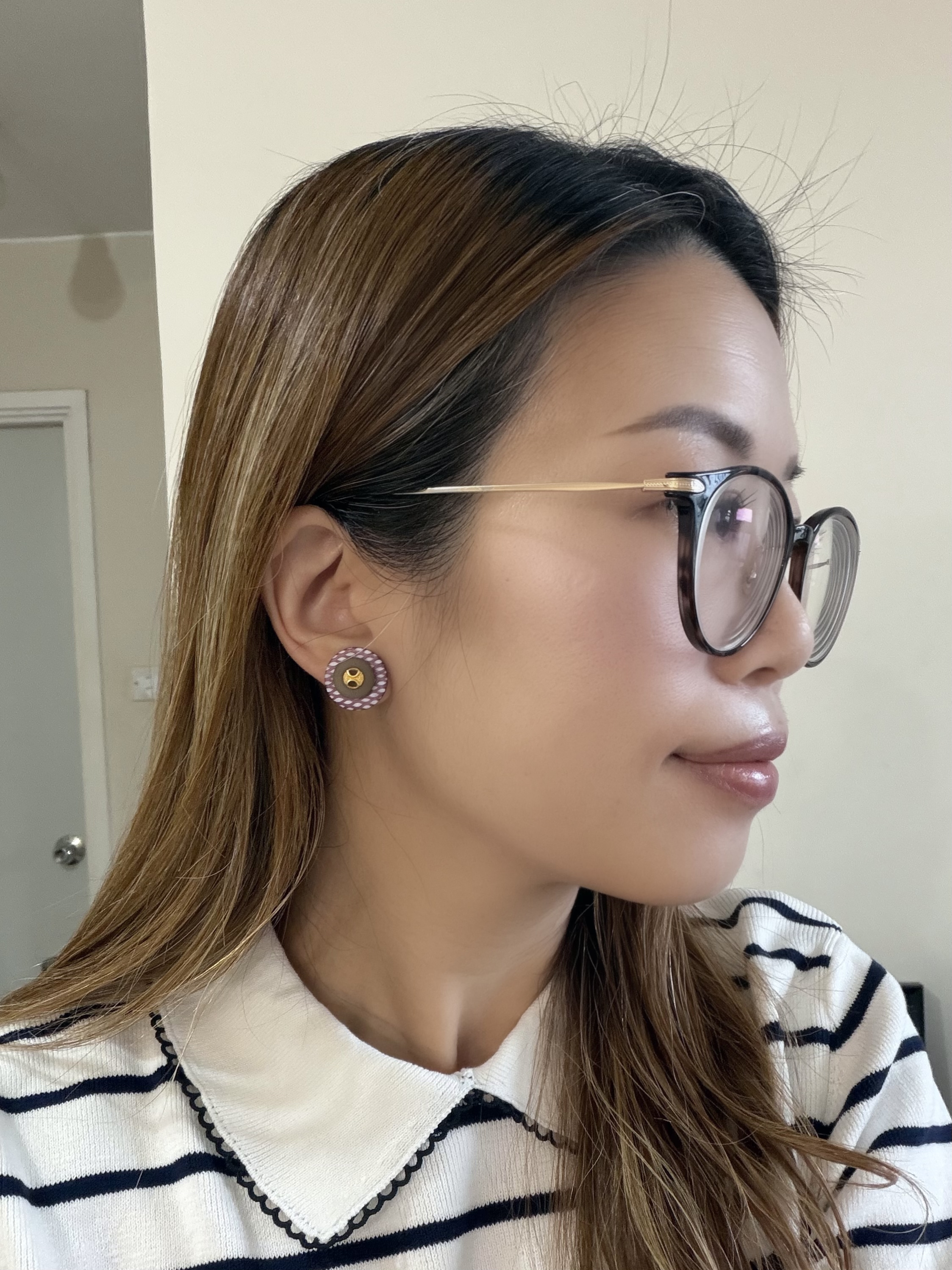 英國Metallic貝殼壓花立體耳環/Metallic Purple