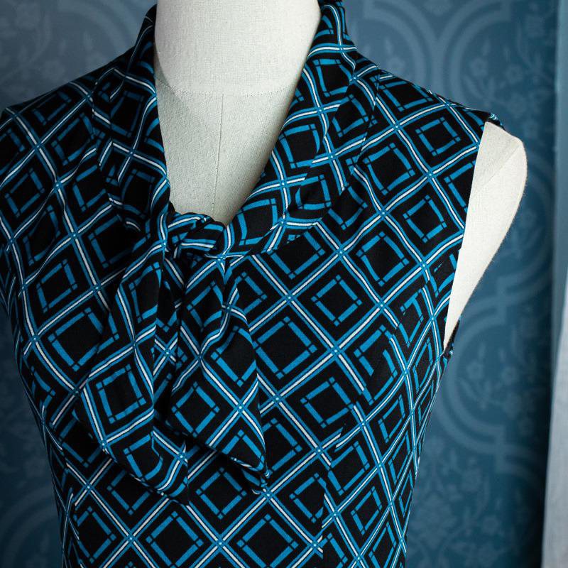 (SOLD OUT) 60s Geometric Chic Tie Collar Summer Dress(FM131)