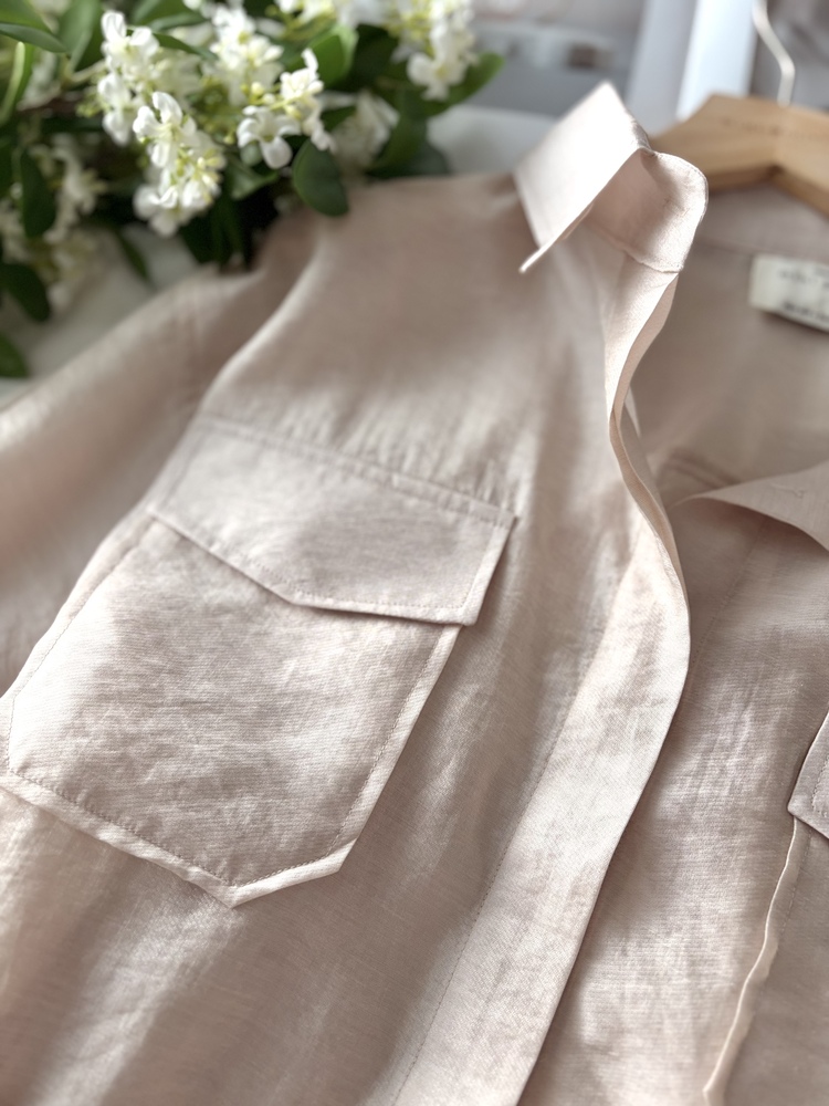 Feminine Belted Pocket Blouse (Brown)