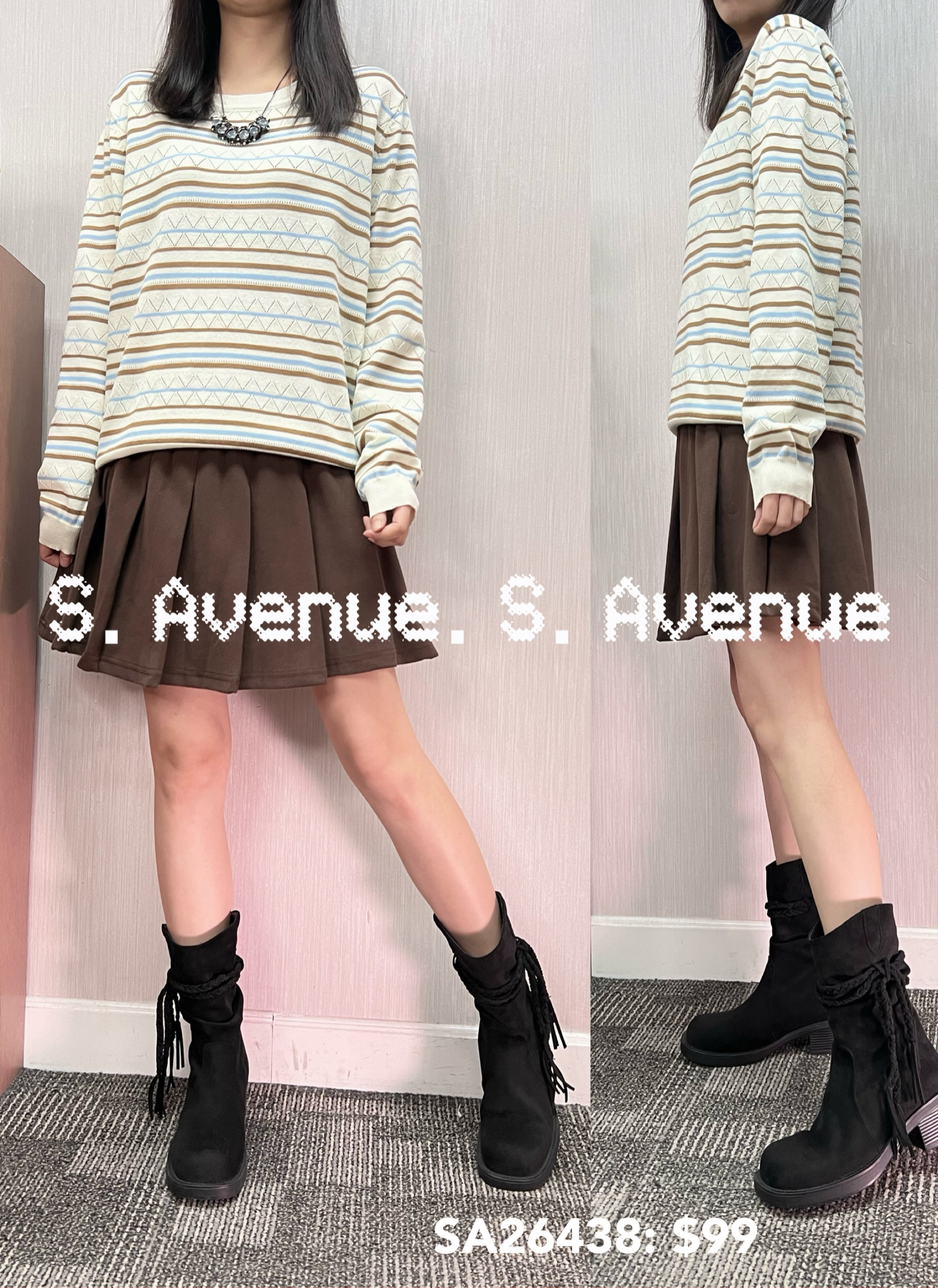 SA26438: 長袖彩間線top