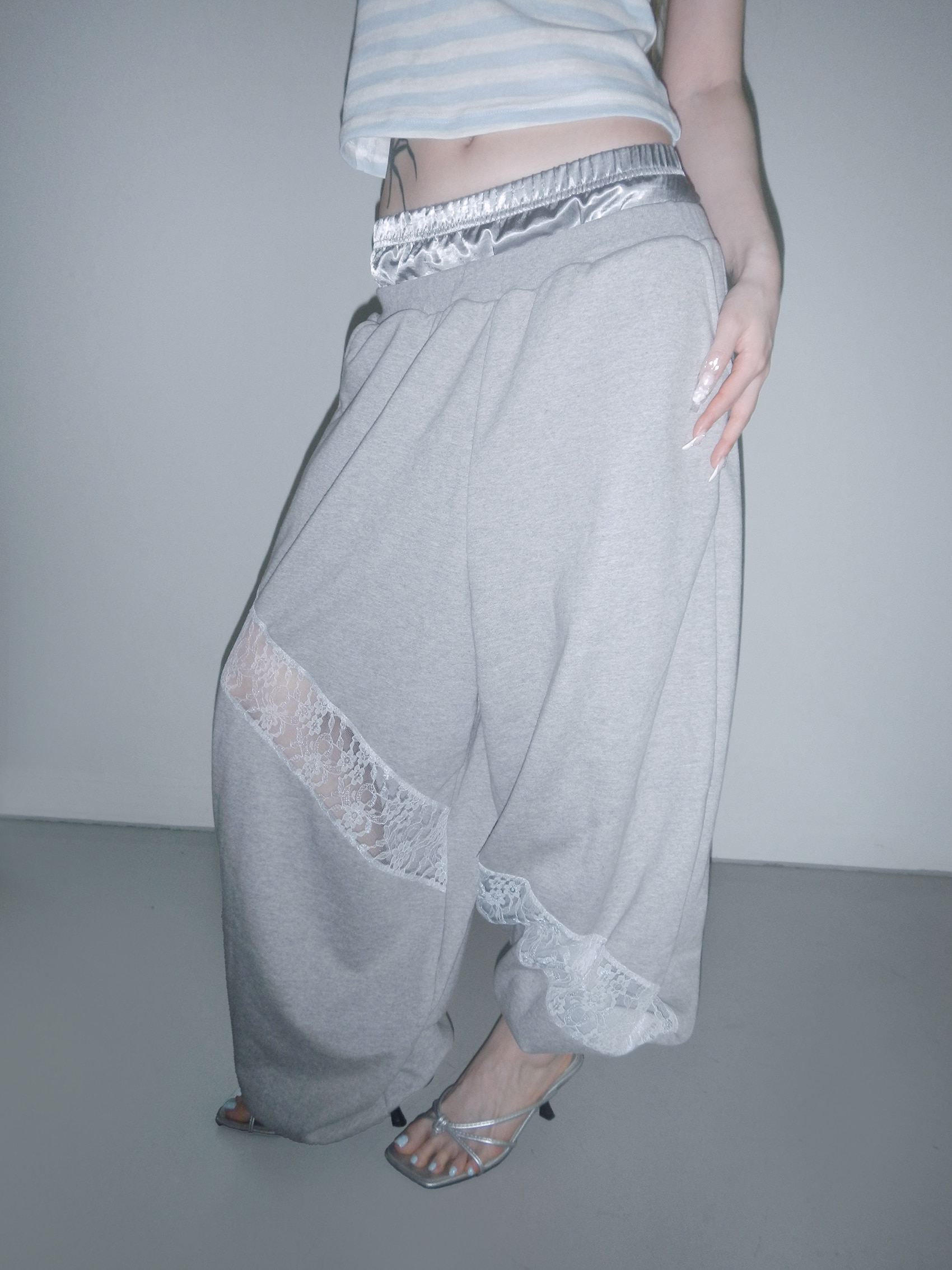Double-Waist Lace Sweatpants