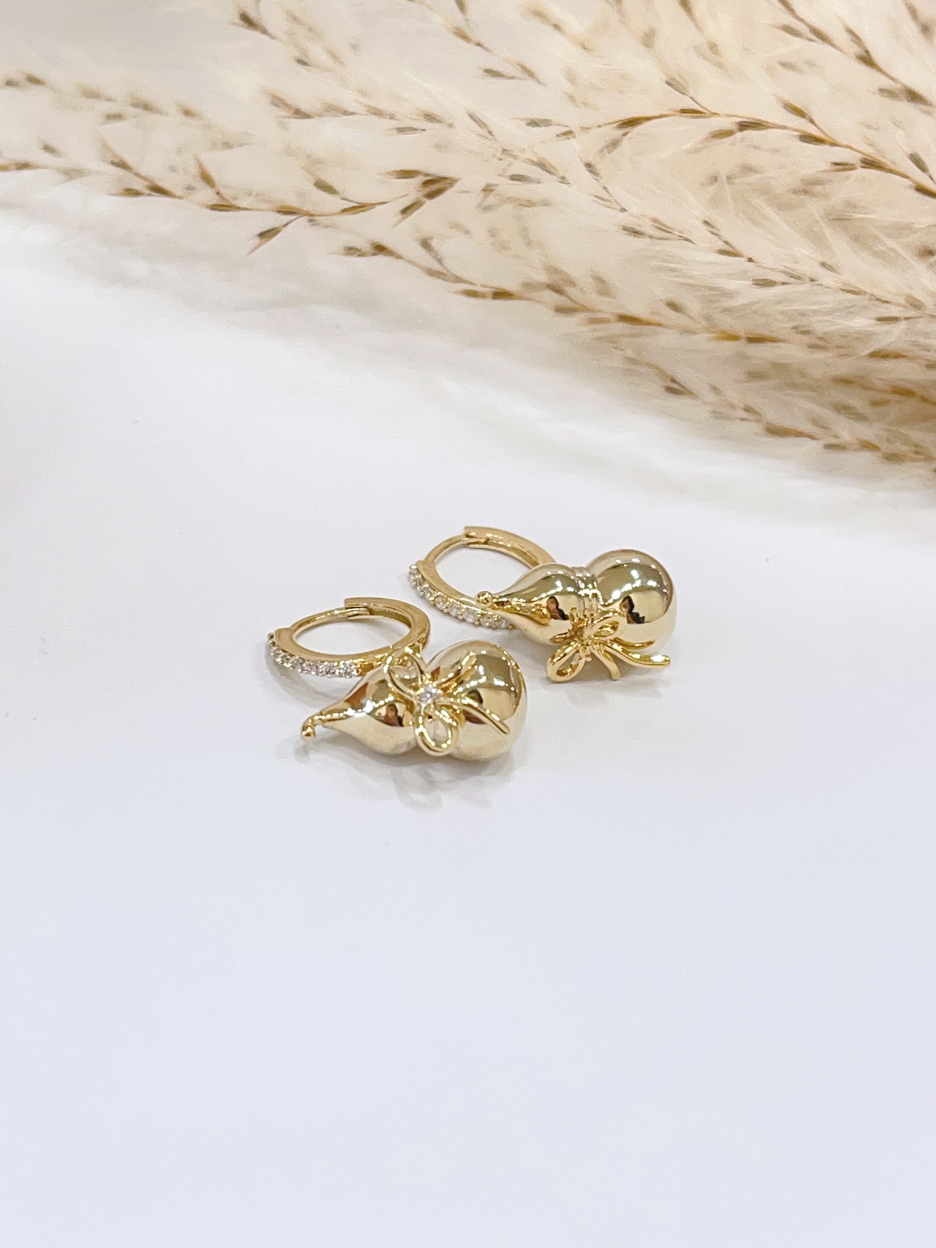 立体质感葫芦吊坠耳扣耳环