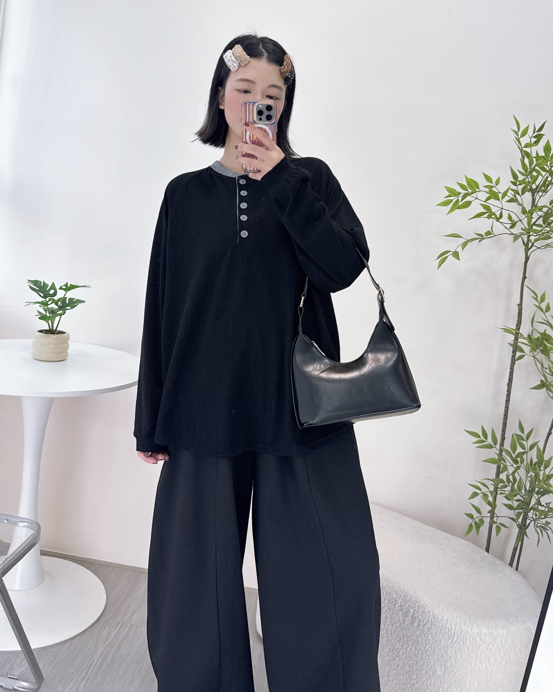 寬鬆薄身鈕扣長上衣 3色