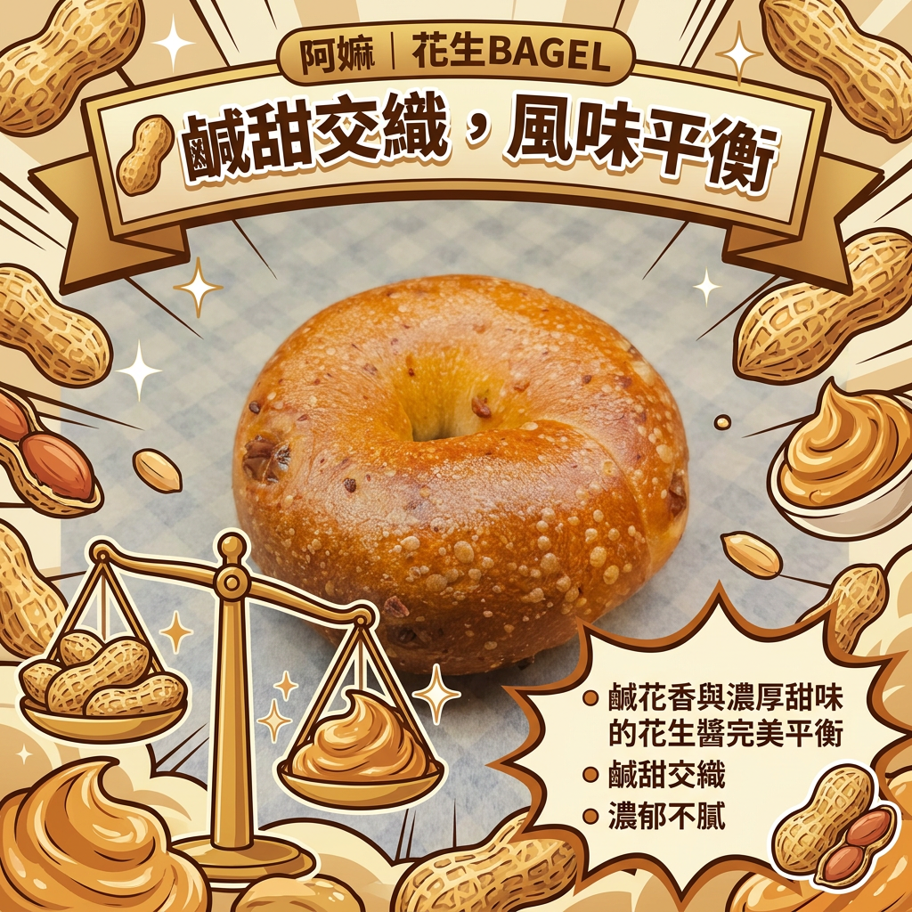 阿嫲｜花生BAGEL｜鹹甜交織 雙重顆粒口感