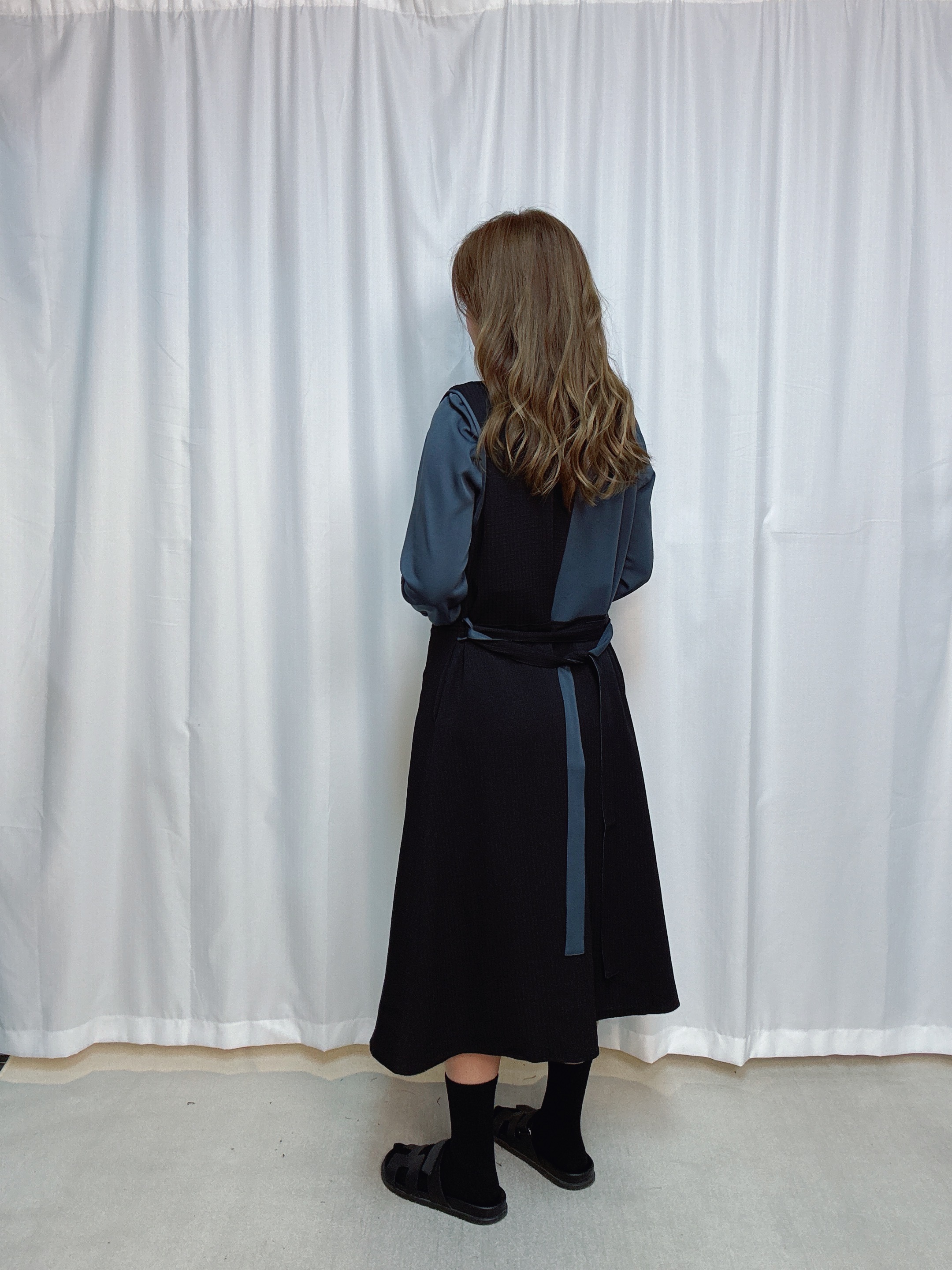 103483 BS444 自家系列 千鳥格網拼提花格紋梳織背心外套 +提花格紋梳織撞色長身恤衫裙套裝