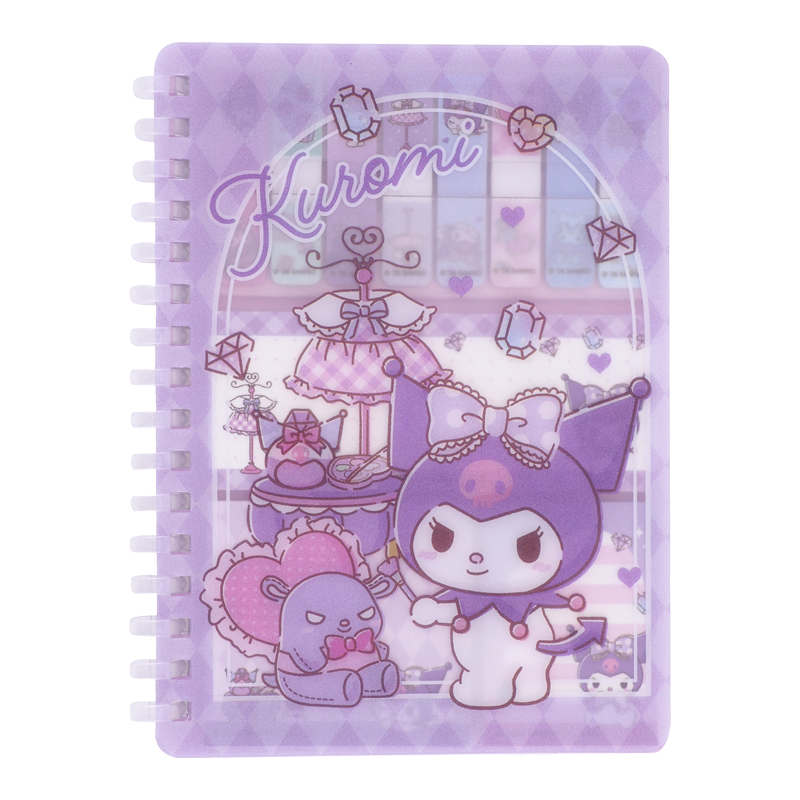 Kuromi A6 Soft Wire-O Notebook w/ Memo Pad A6 軟線圈簿連便條紙 (共60頁紙，內有8款書籤貼及3款便條貼)