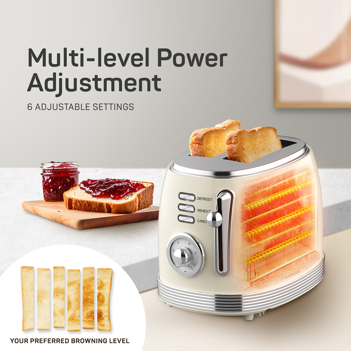 Faber 2-Slice Vintage Toaster FT V8502