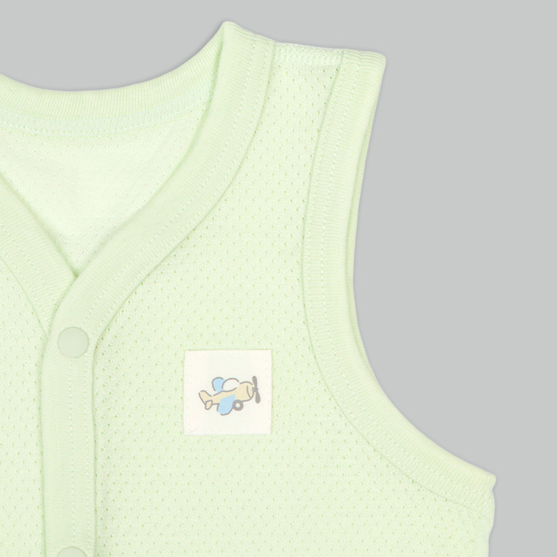 🇯🇵預訂 日本直送🇯🇵天空飛機印花純棉網眼前開式無袖背心包屁衣兩件套