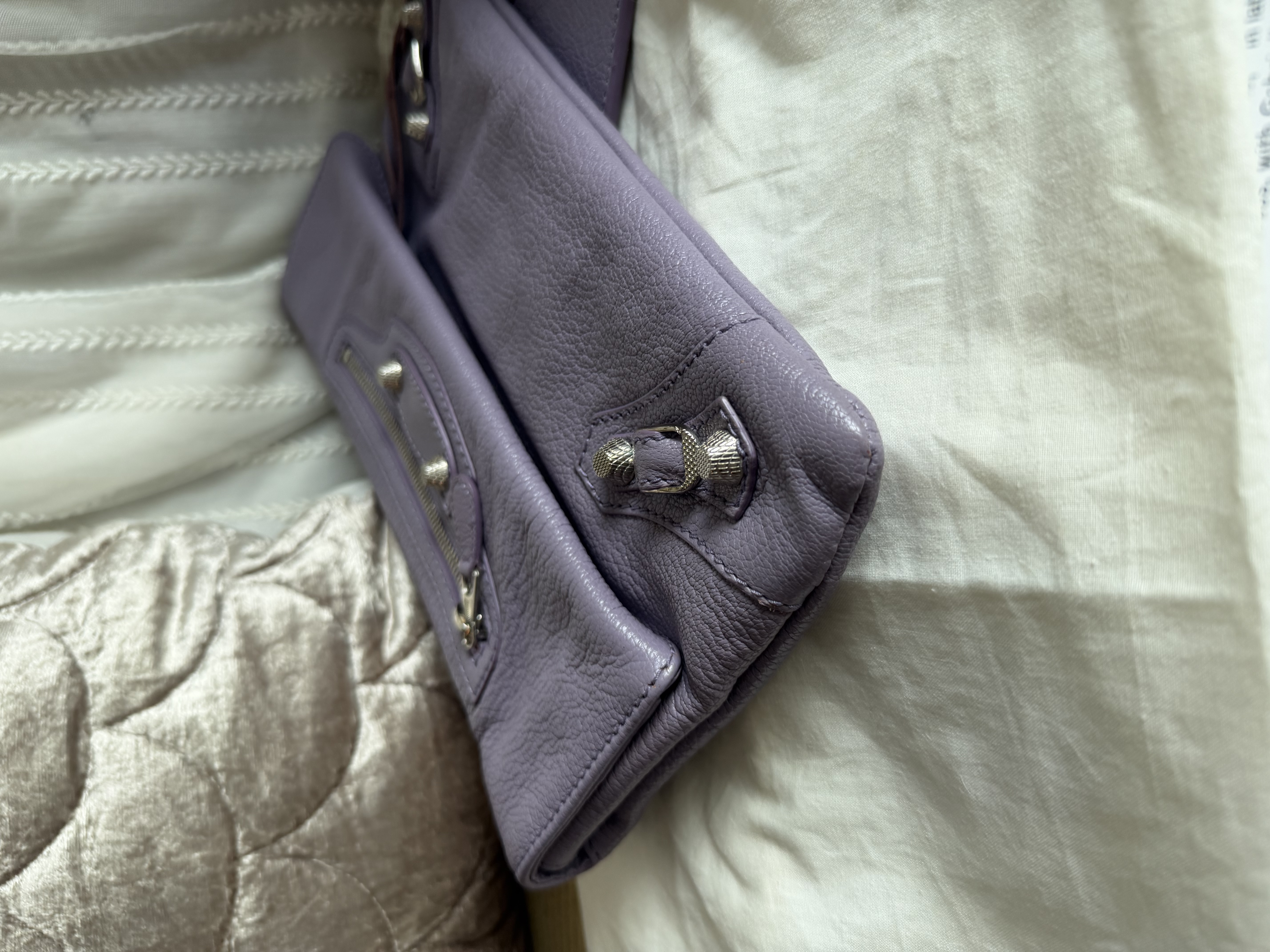 balenciaga lavender purple Lambskin Motocross Giant 12 silver Envelope Clutch Bag / bag 