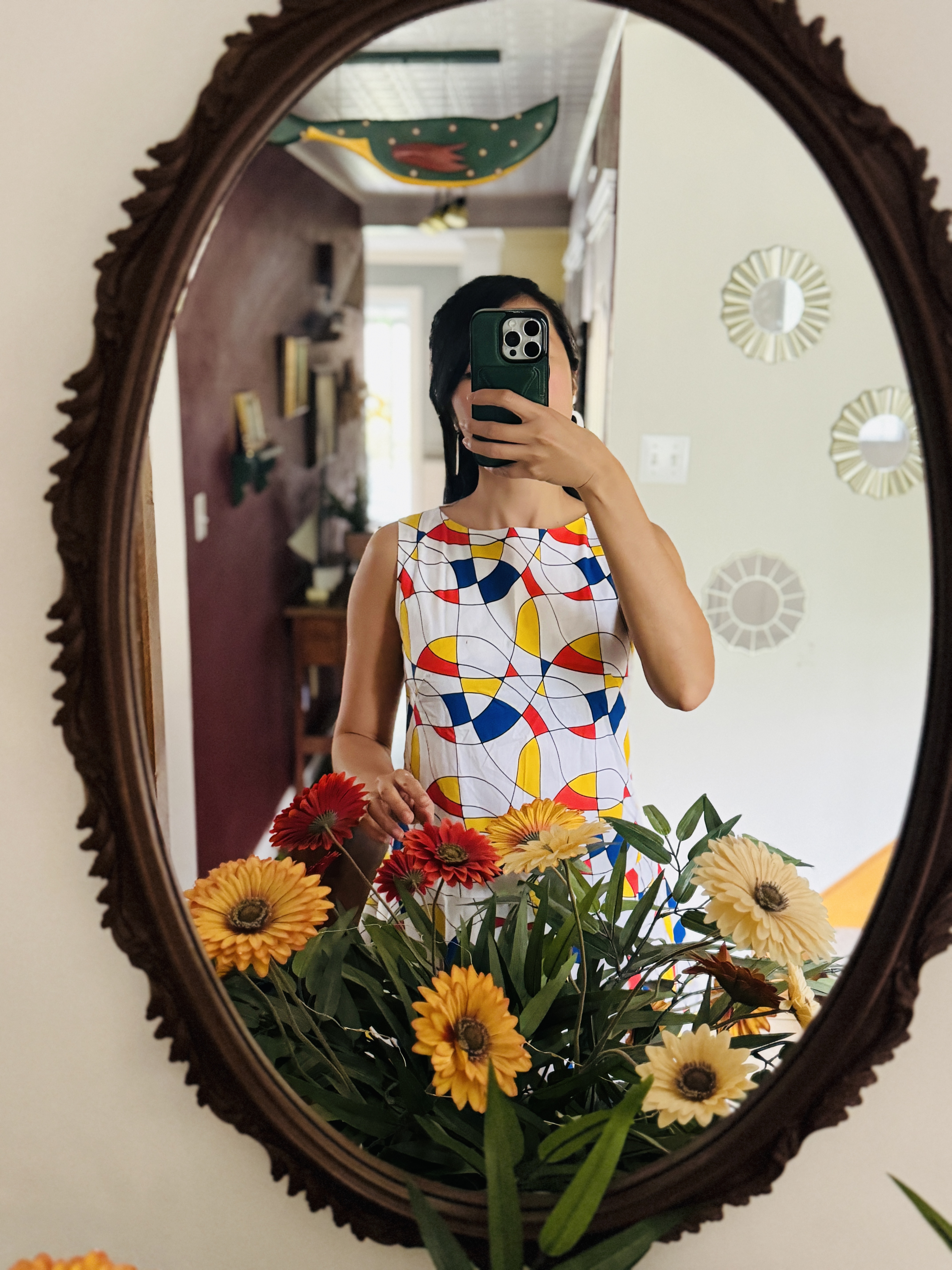 (ReadyMade) Mod 1960s Drop Waist Organic Cotton Swing Dress (FM215)