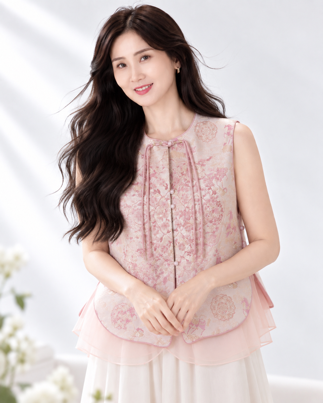 5147 Rosalie Blossom Jacquard Qipao Vest